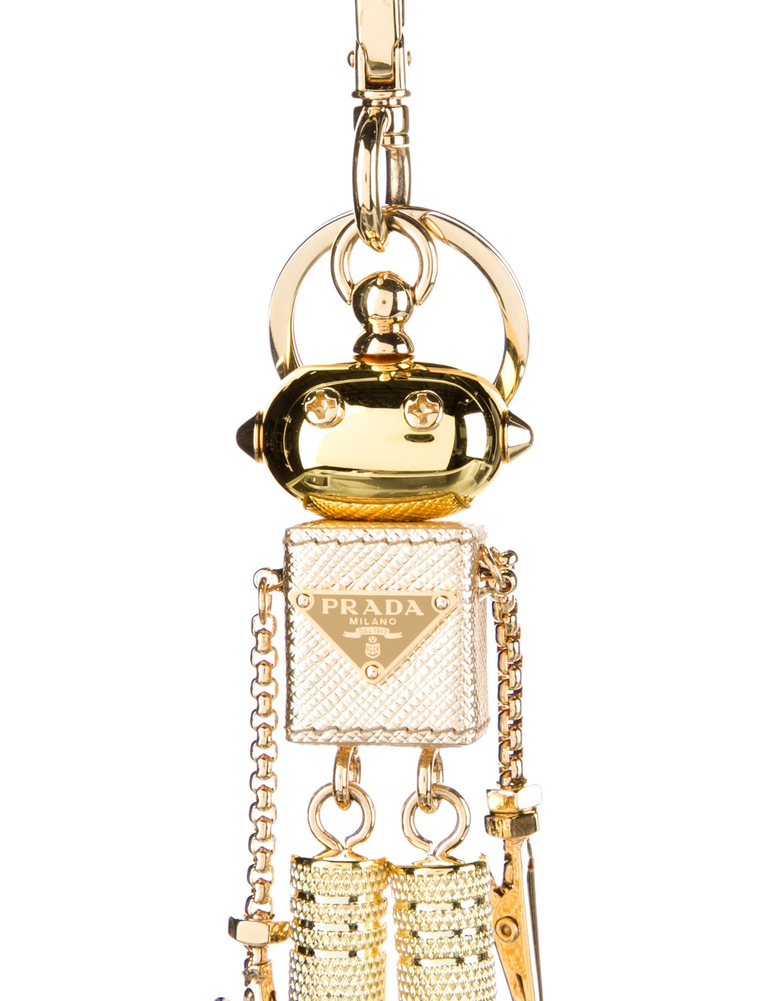 Prada Gold Robot Metal Keychain
