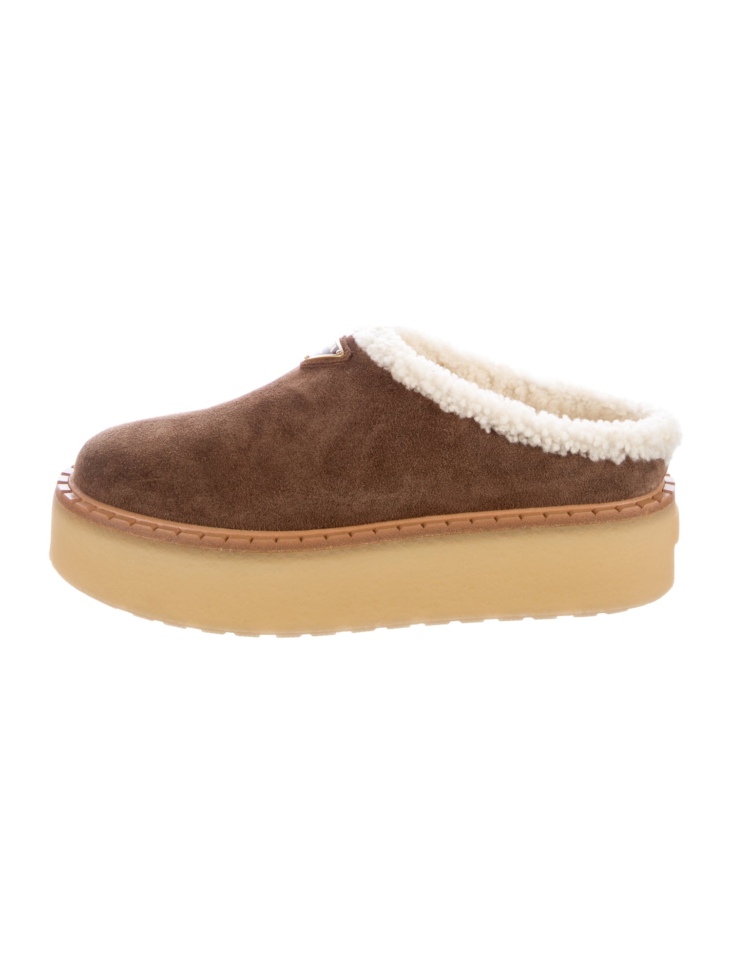 Prada Suede Fur Trim Mules