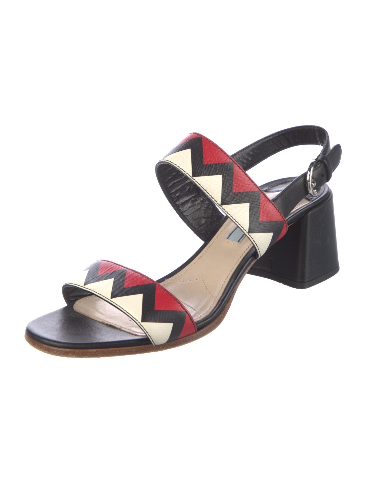 Prada Leather Printed Slingback Sandals