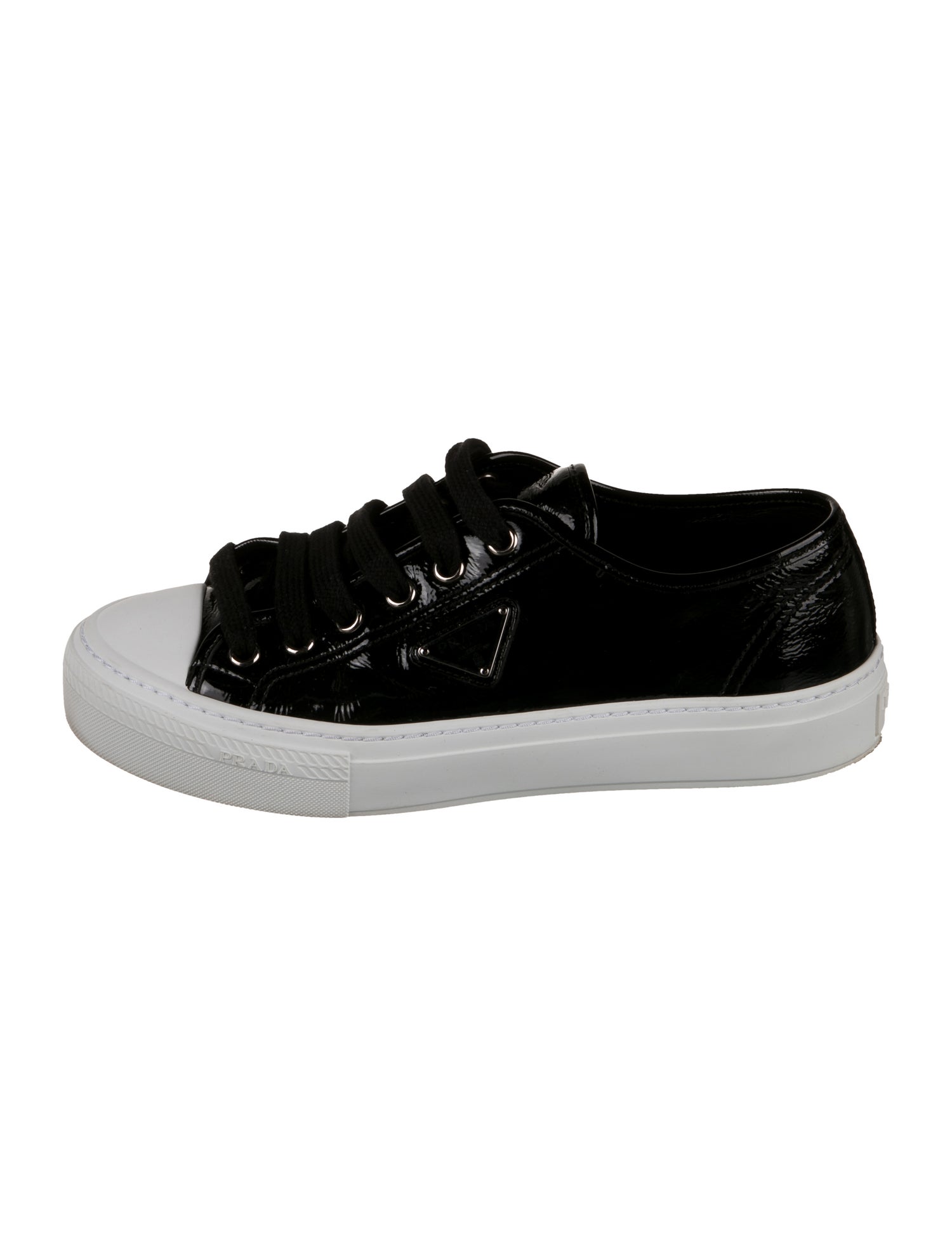 Prada Patent Leather Colorblock Pattern Sneakers