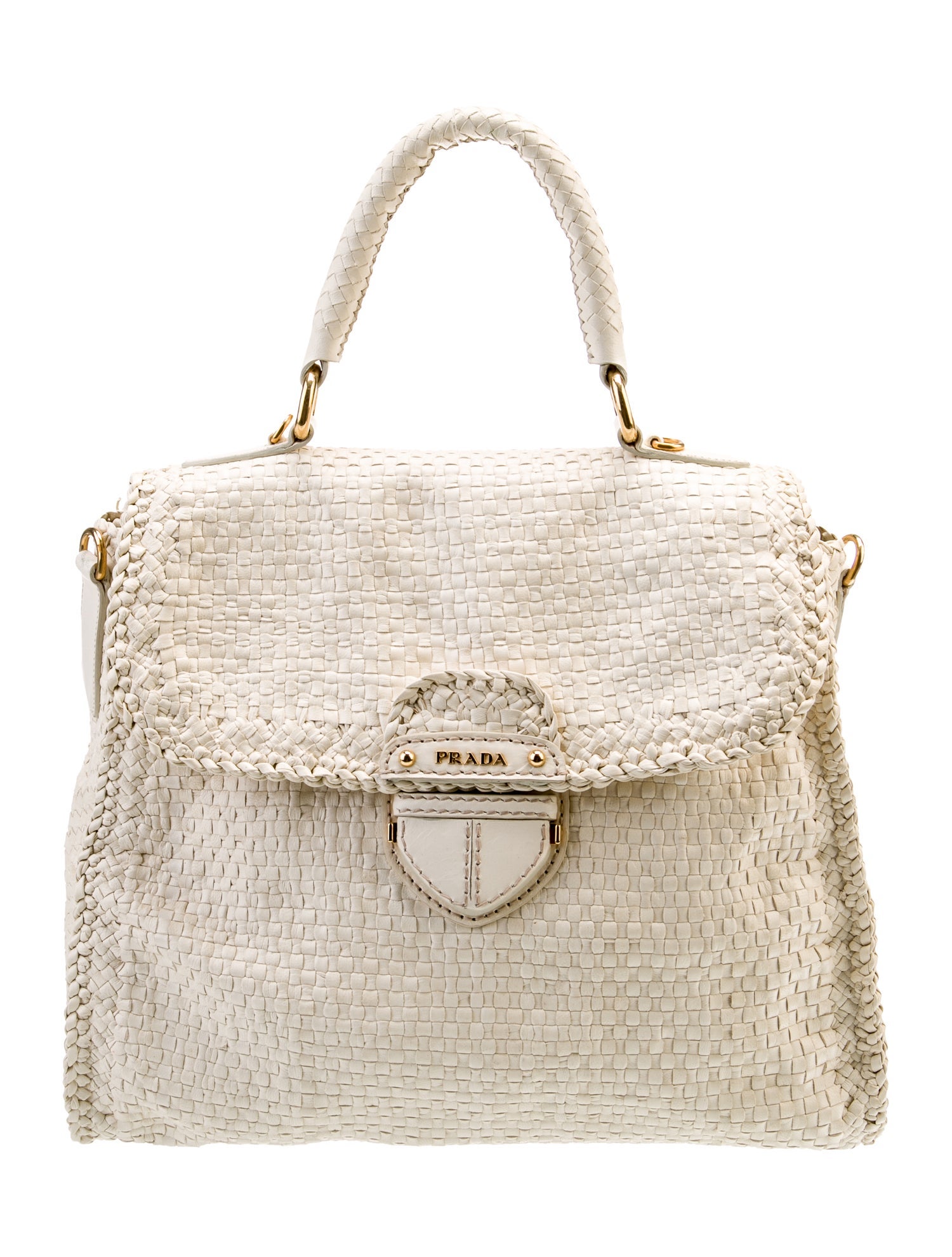 Prada Madras Leather Top Handle Bag