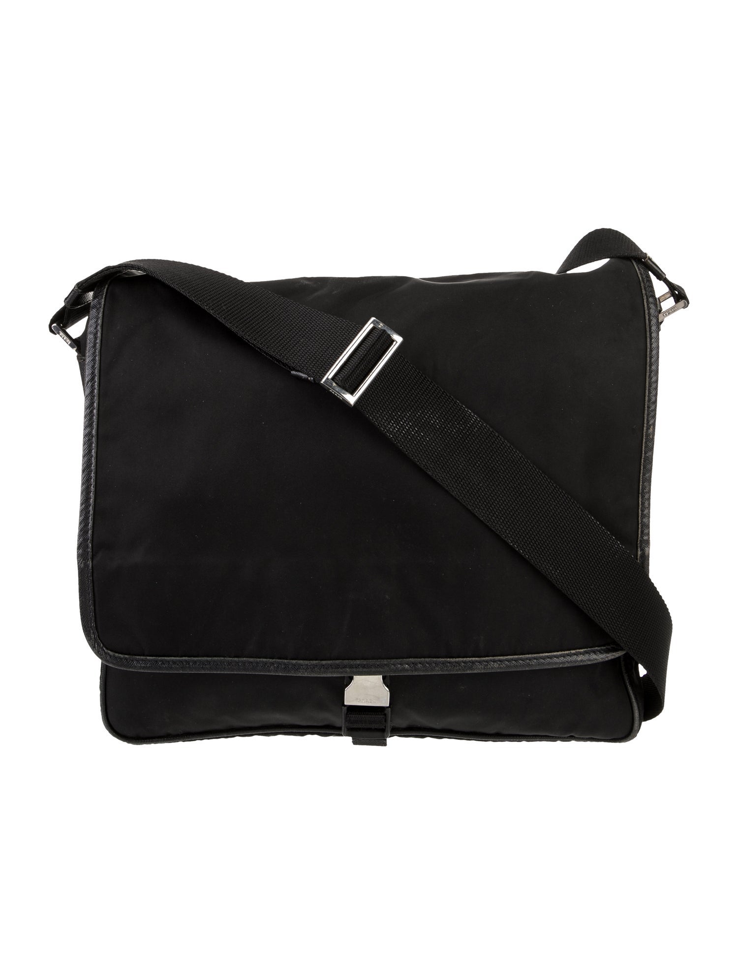 Prada Enameled Metal Triangle Messenger Bag