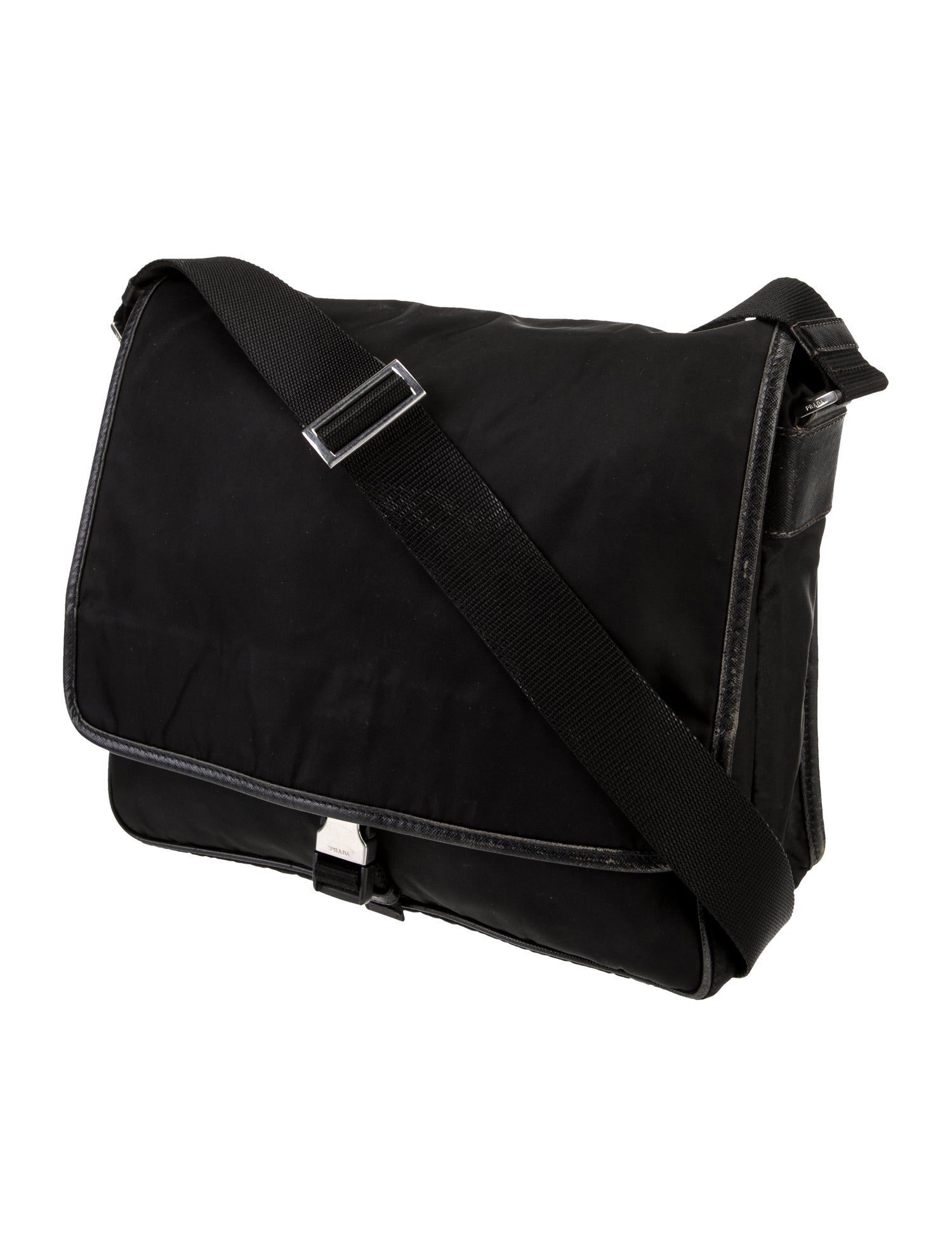 Prada Enameled Metal Triangle Messenger Bag