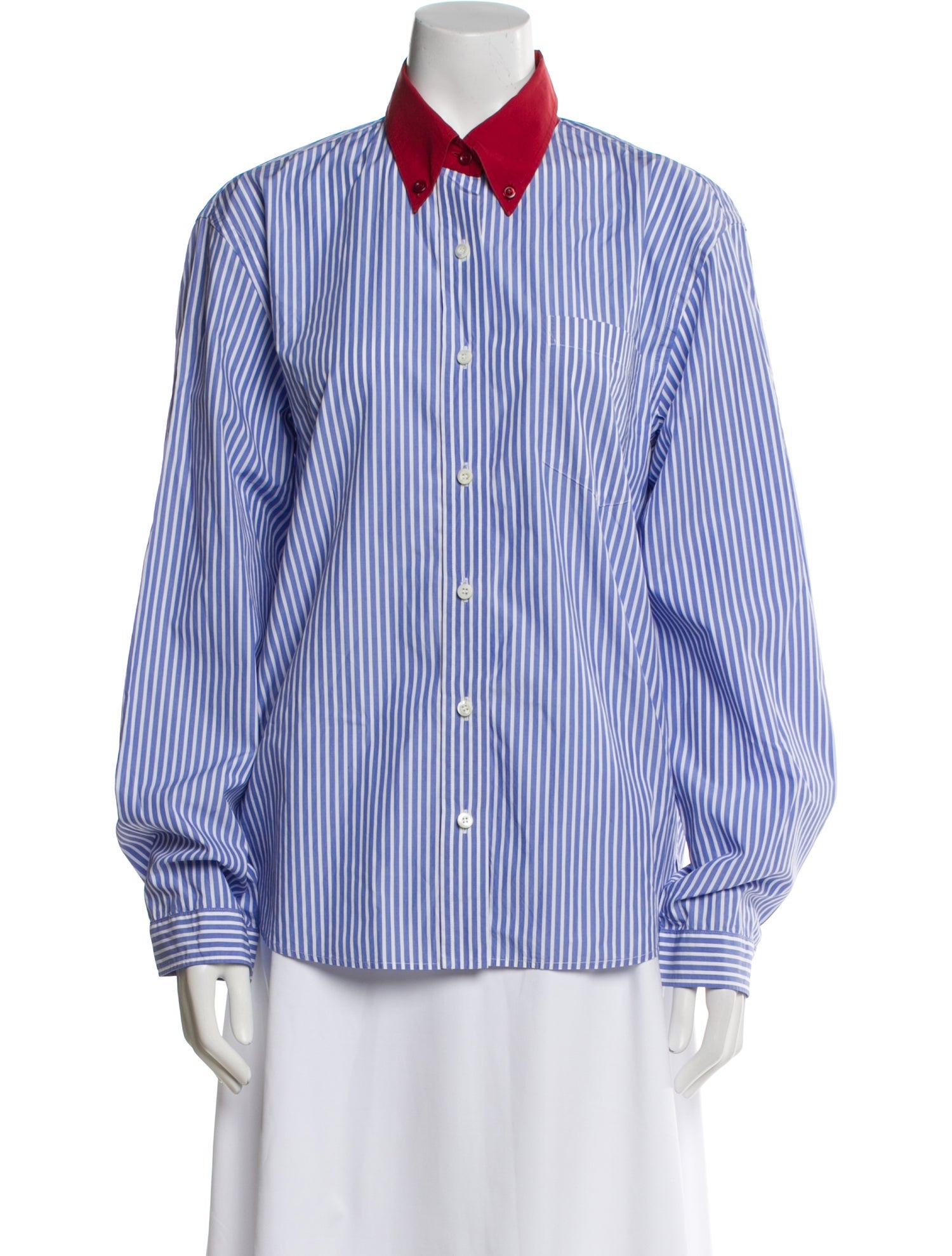 Prada 2018 Striped Button-Up Top