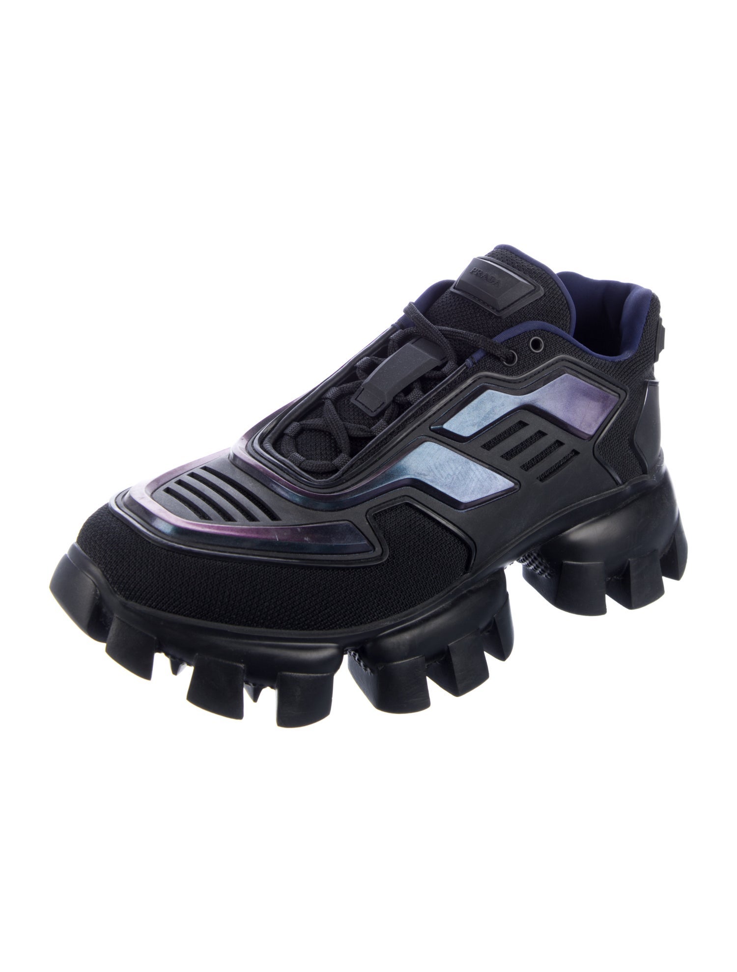 Prada Mesh Leather Trim Embellishment Sneakers