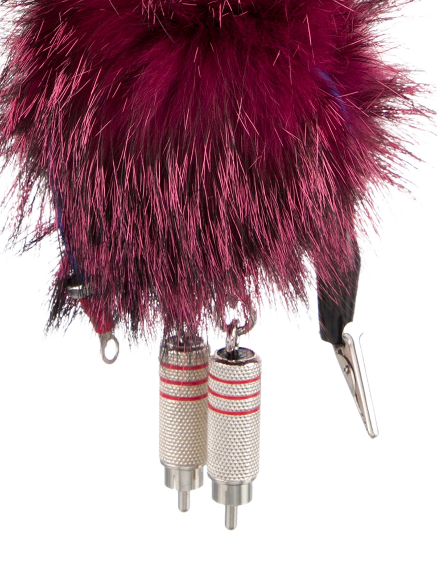 Prada Pink Metal Fur Robot Bag Charm Keychain