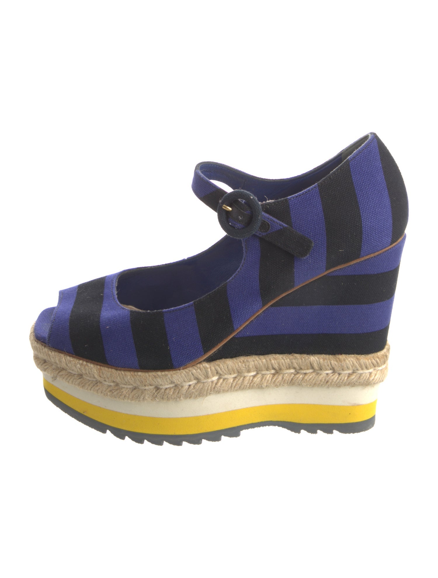 Prada Canvas Striped Pumps