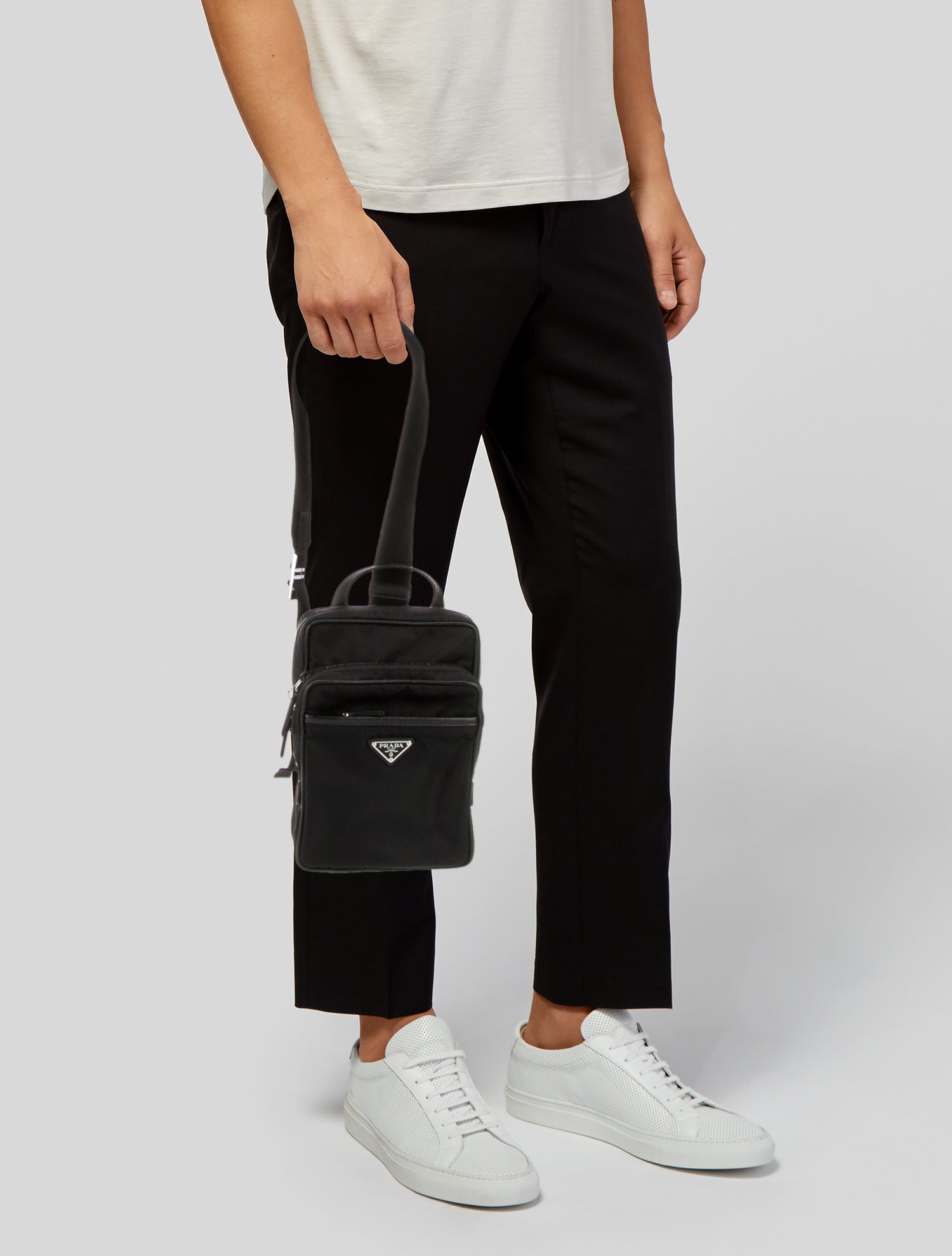 Prada Enameled Metal Triangle Backpack