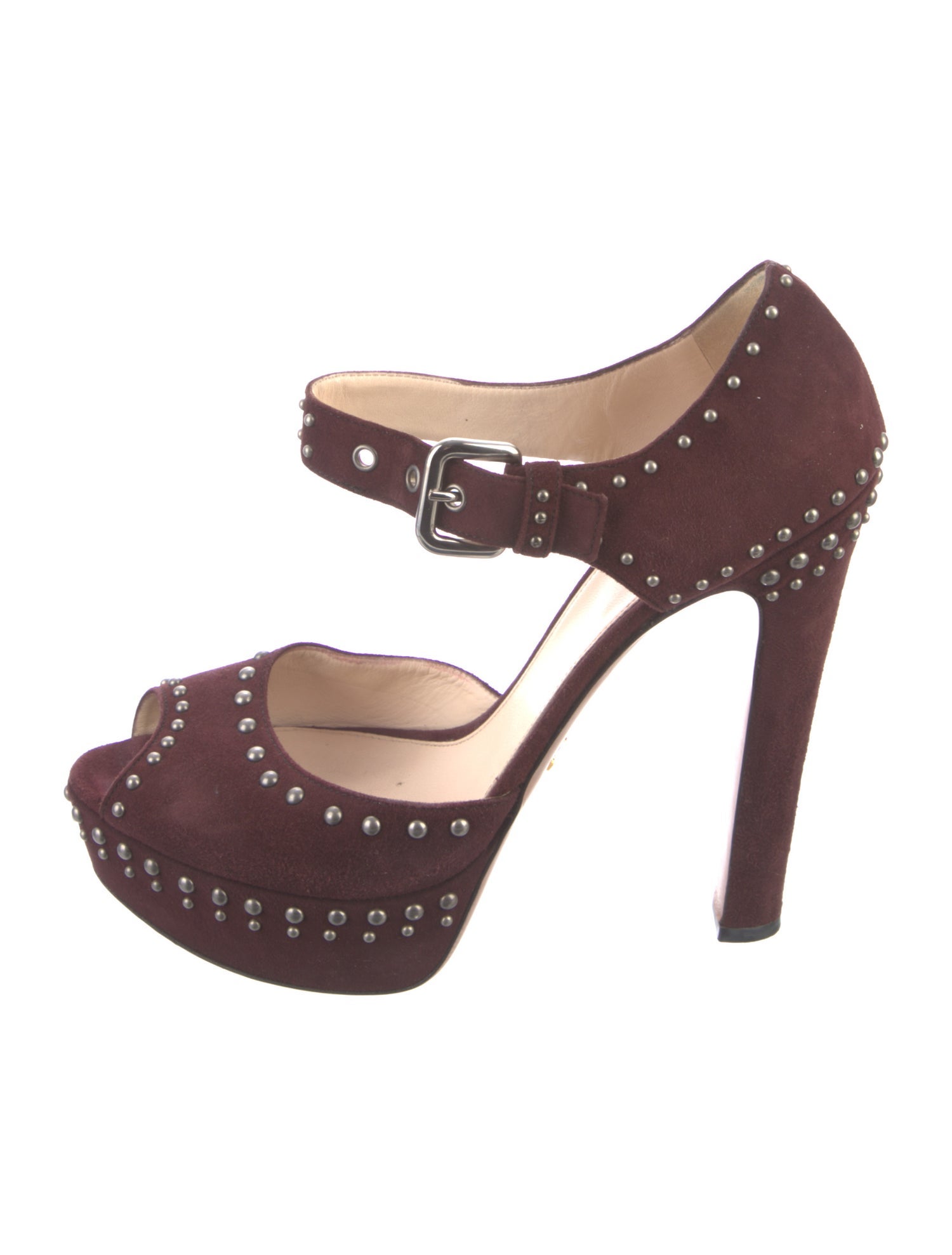 Prada Suede Studded Accents Pumps