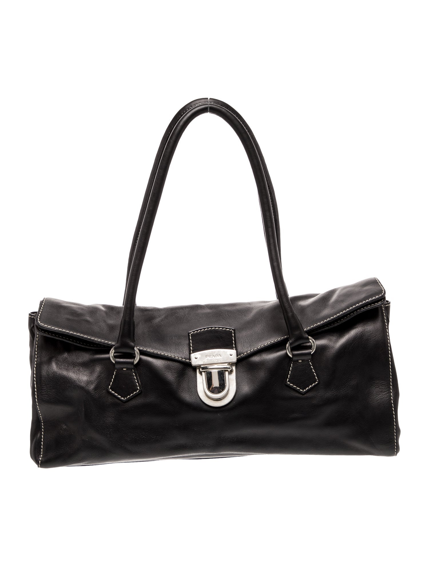 Prada Enameled Metal Triangle Easy