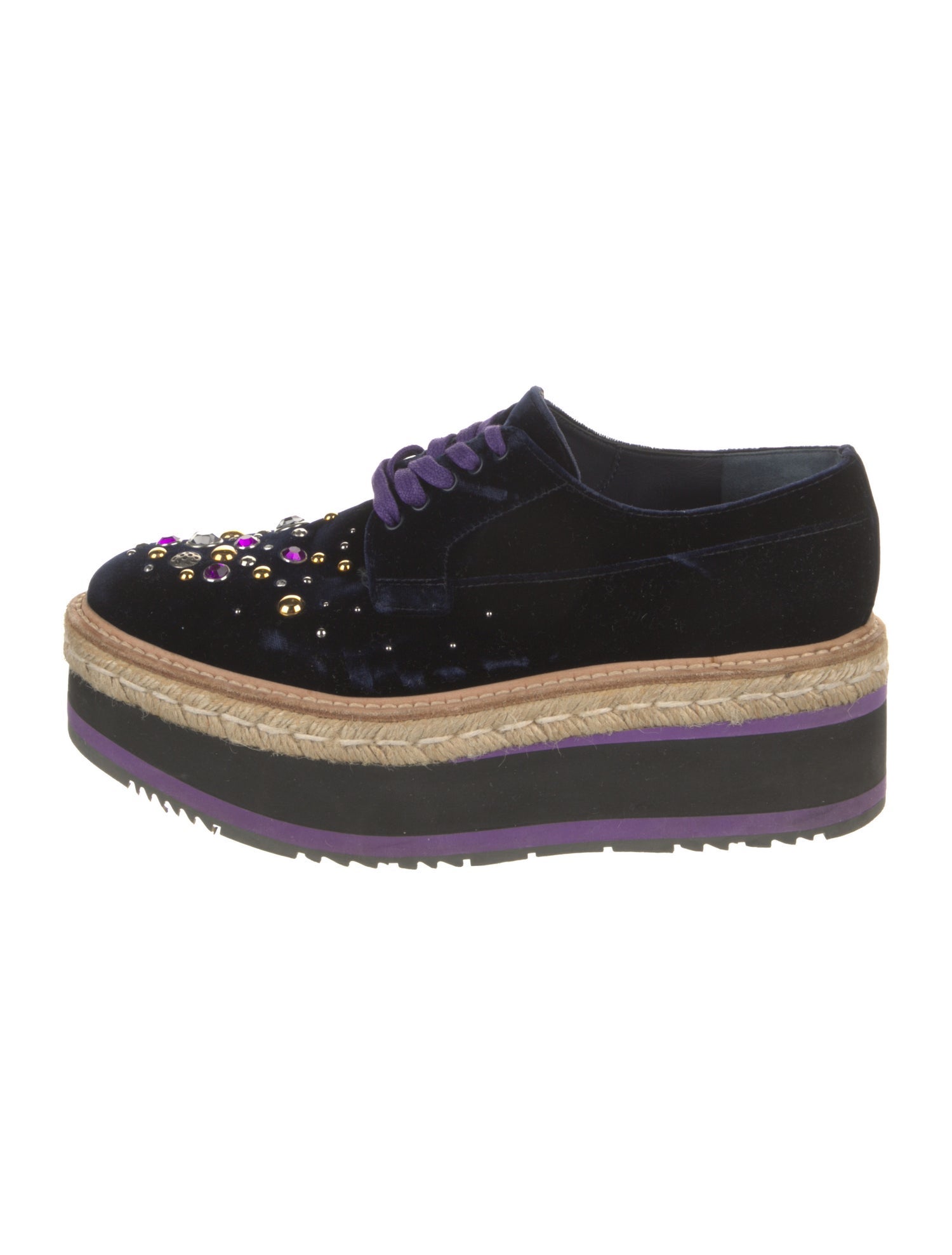 Prada Velvet Crystal Embellishments Espadrilles