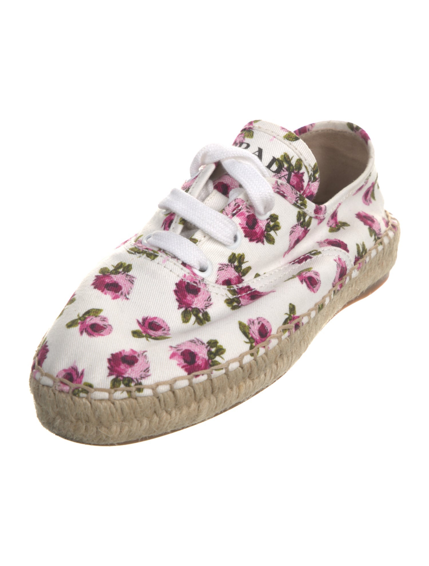 Prada Printed Whipstitch Trim Espadrille Sneakers