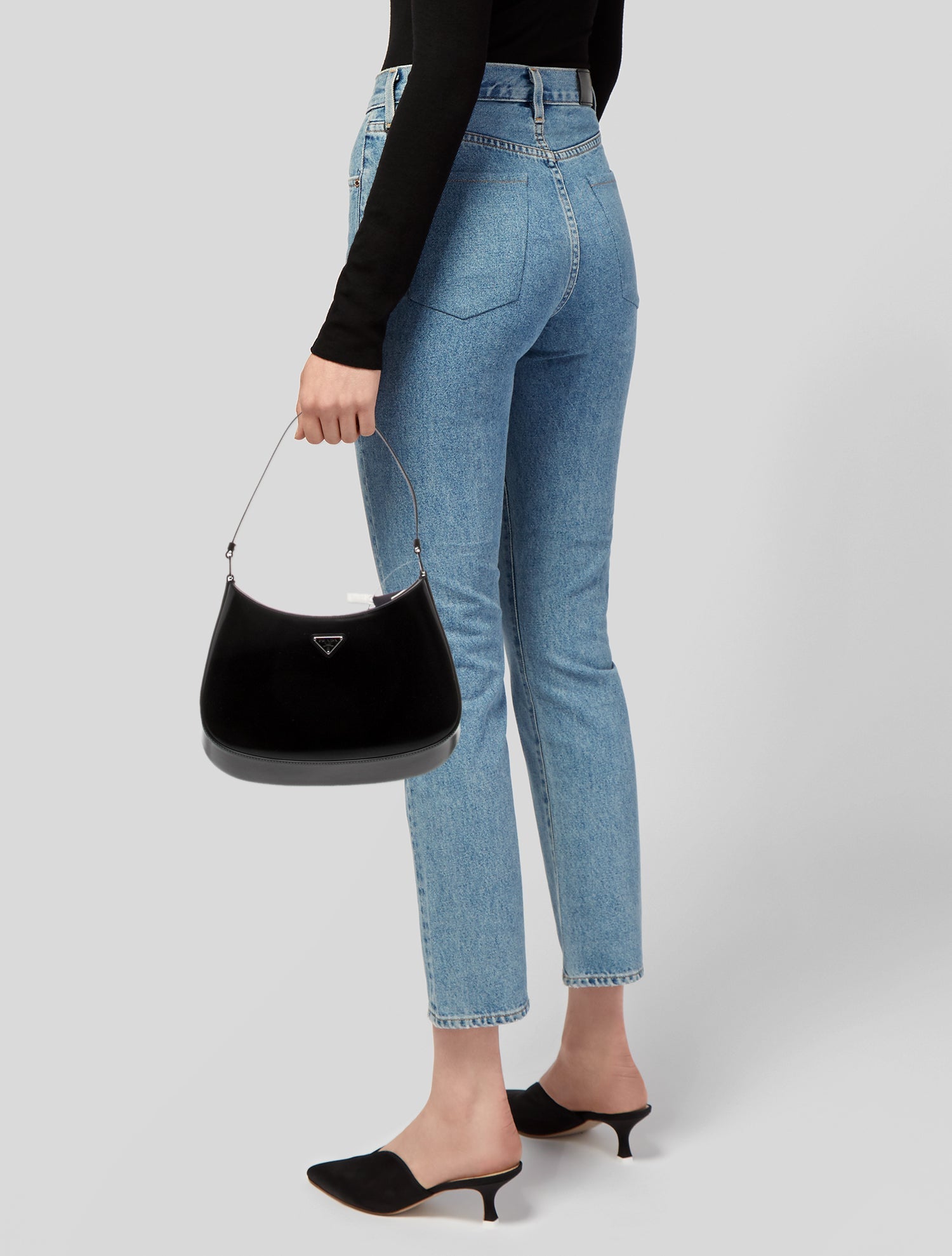 Prada Enameled Metal Triangle Cleo