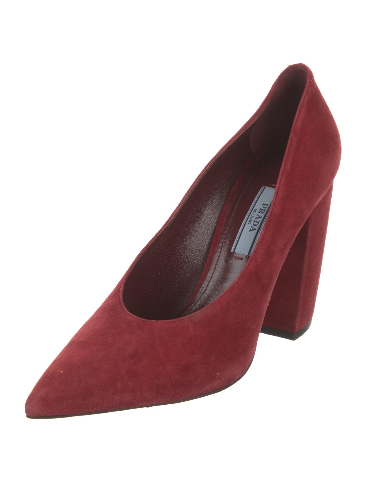 Prada Suede Leather Trim Embellishment Pumps