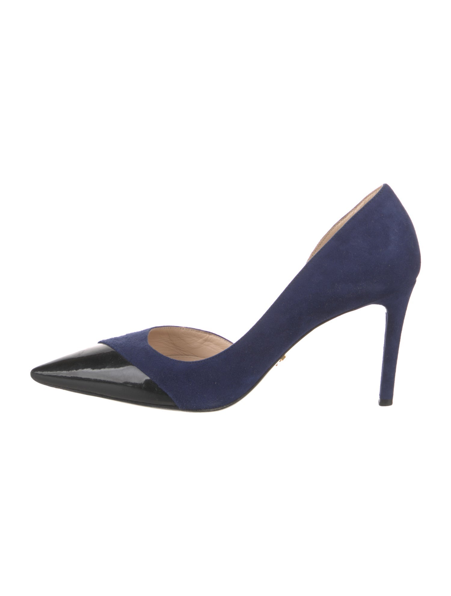 Prada Suede Leather Trim Embellishment D'Orsay Pumps