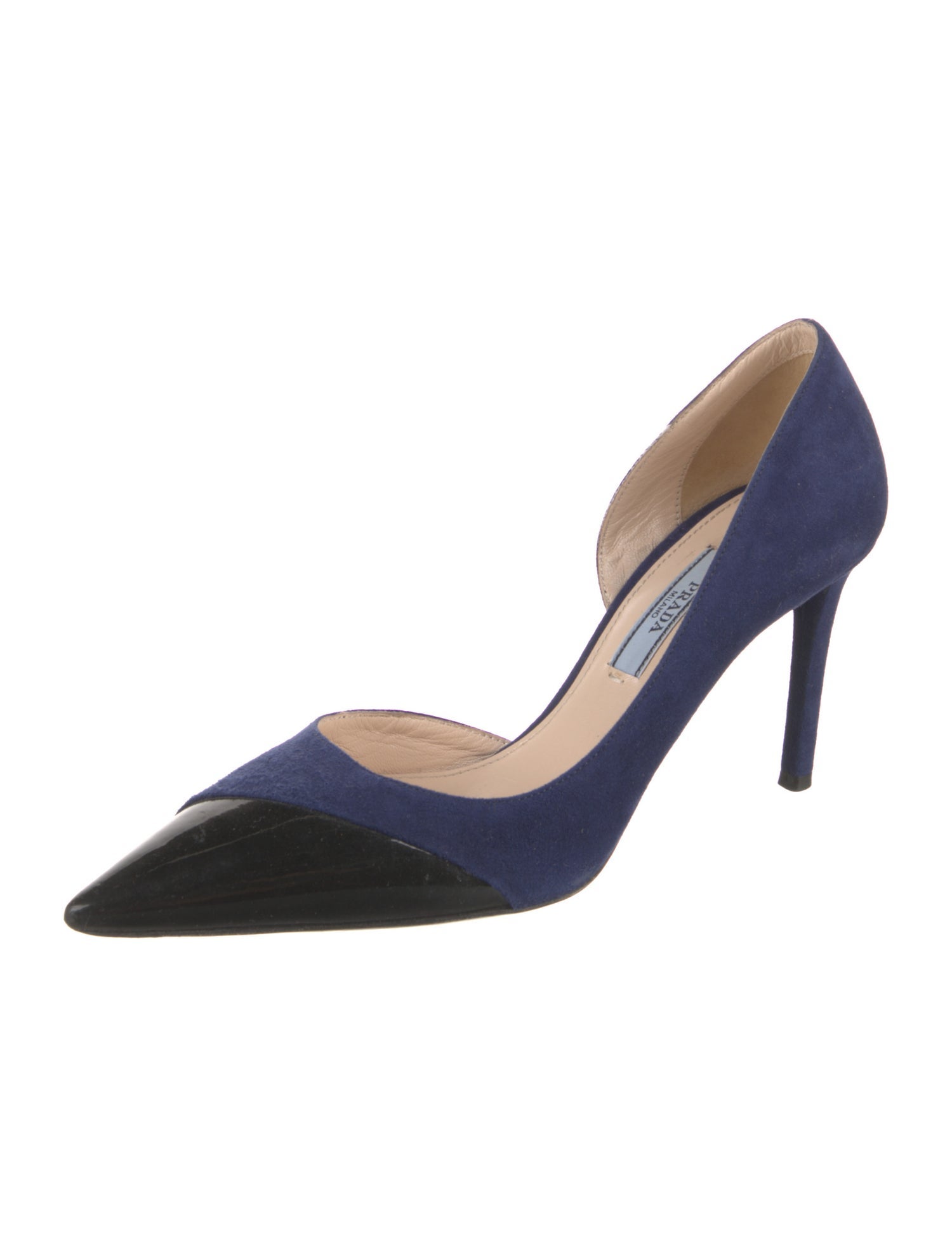 Prada Suede Leather Trim Embellishment D'Orsay Pumps