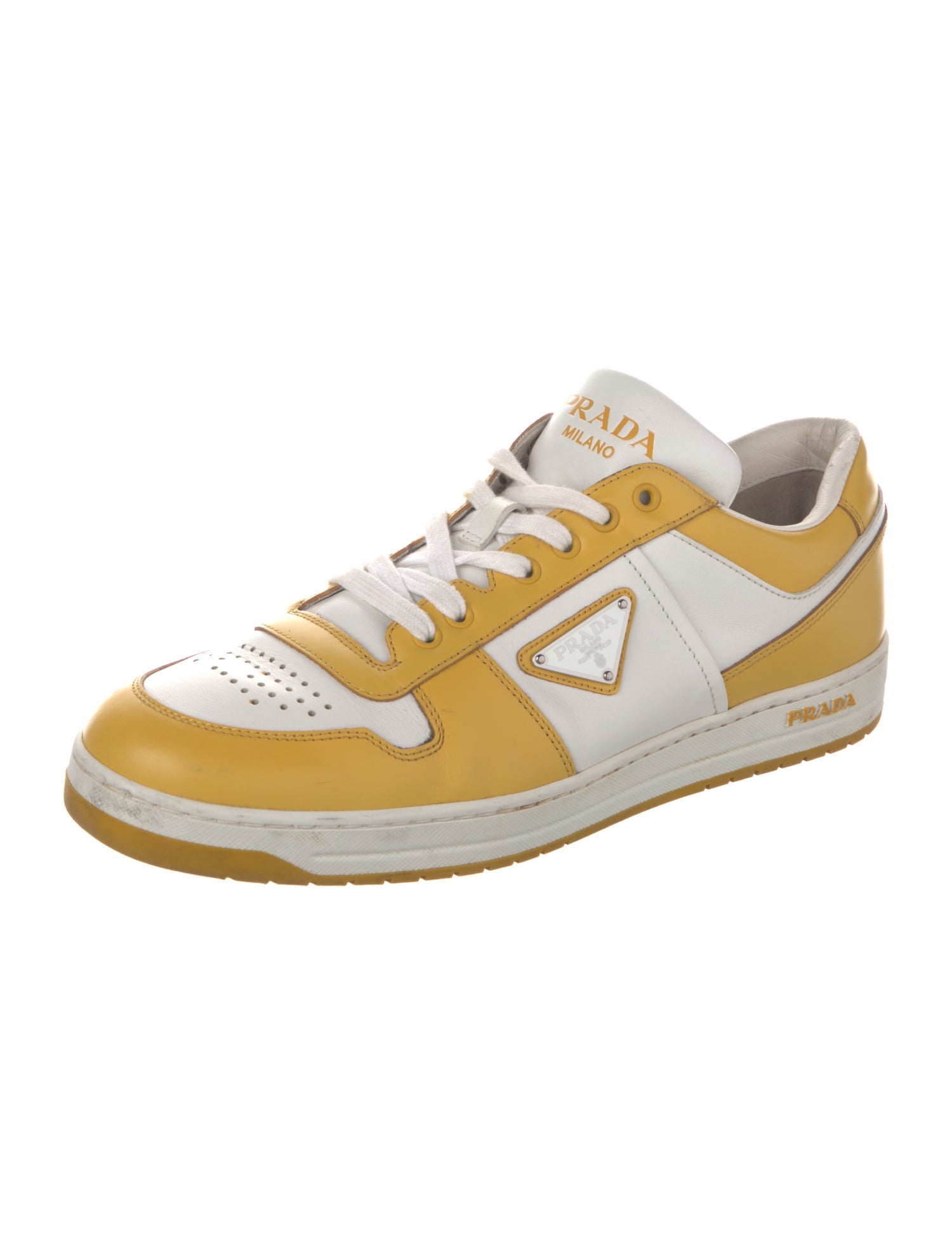 Prada Leather Colorblock Pattern Sneakers