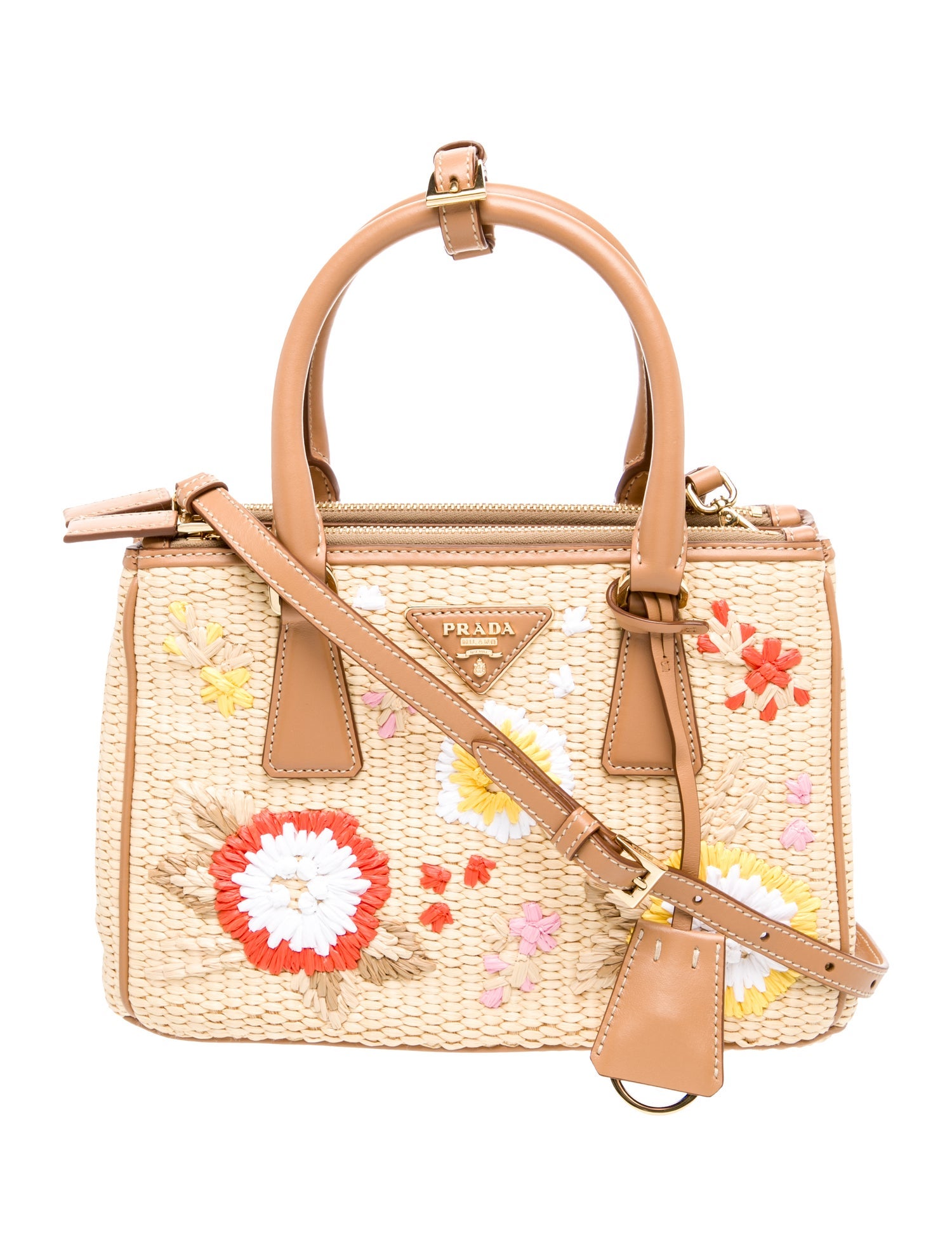 Prada Raffia Galleria Double Zip Small