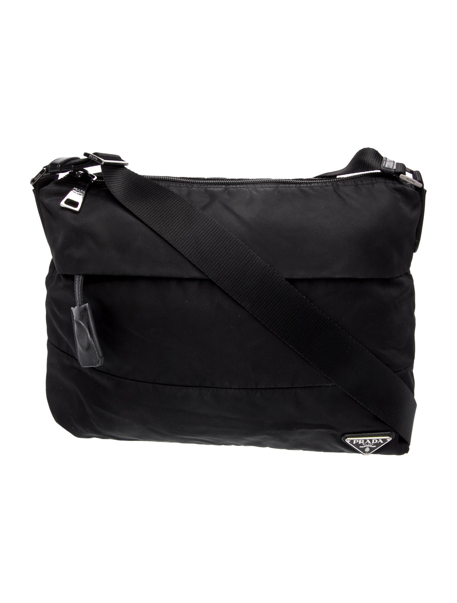 Prada Enameled Metal Triangle Messenger Bag