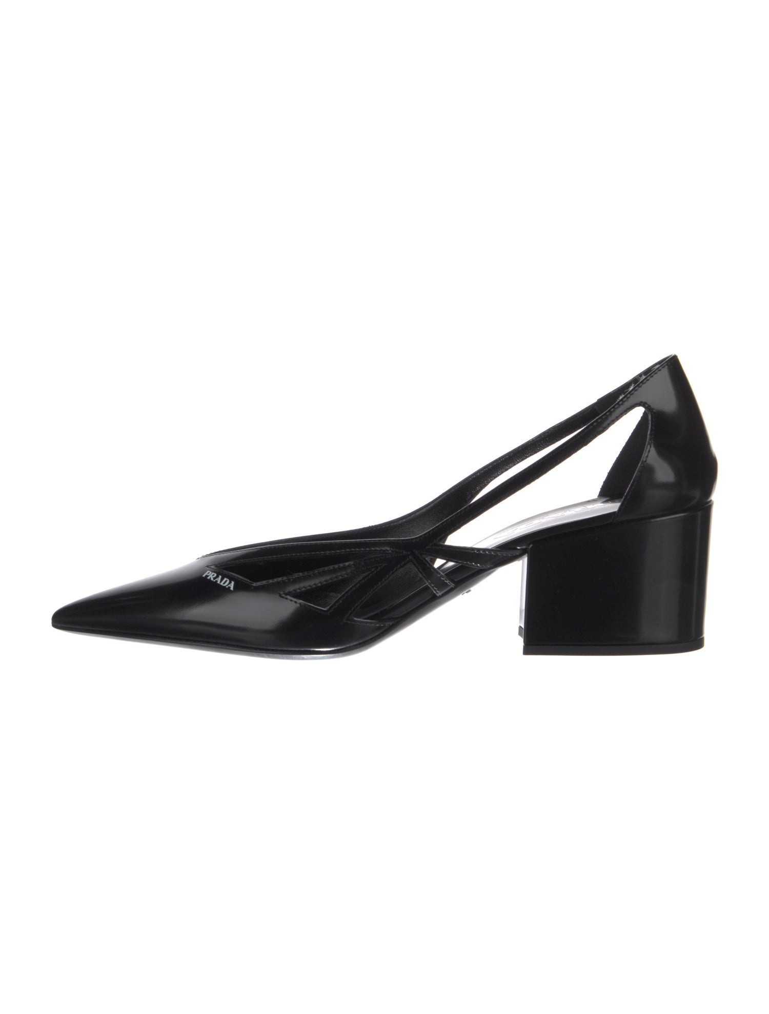 Prada Leather Cutout Accent Slingback Pumps