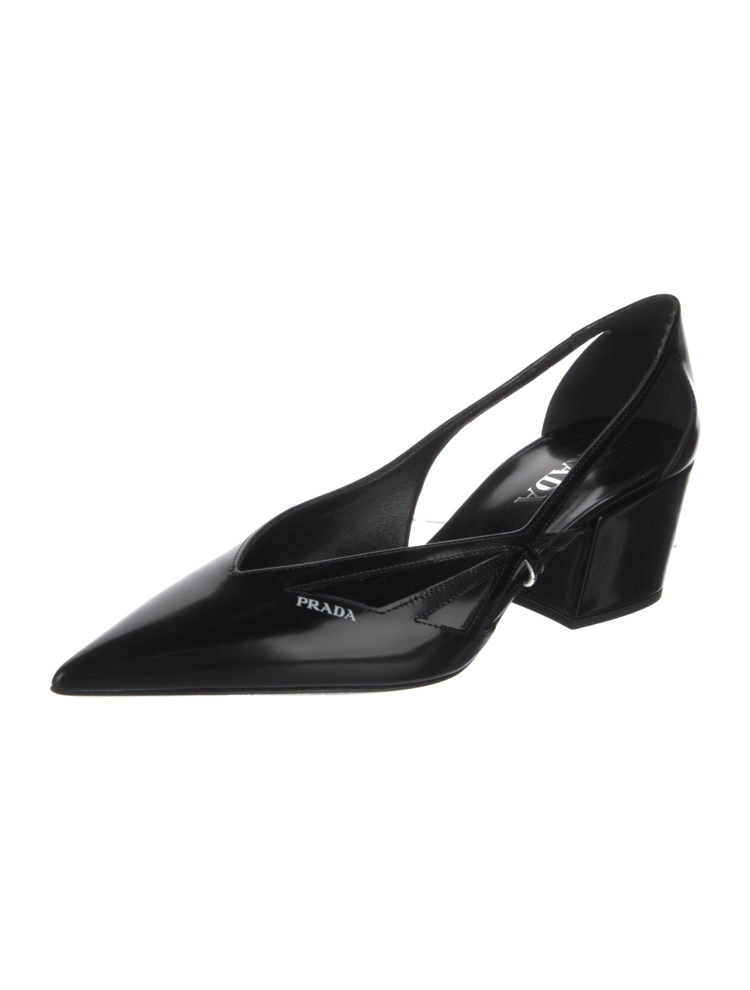 Prada Leather Cutout Accent Slingback Pumps