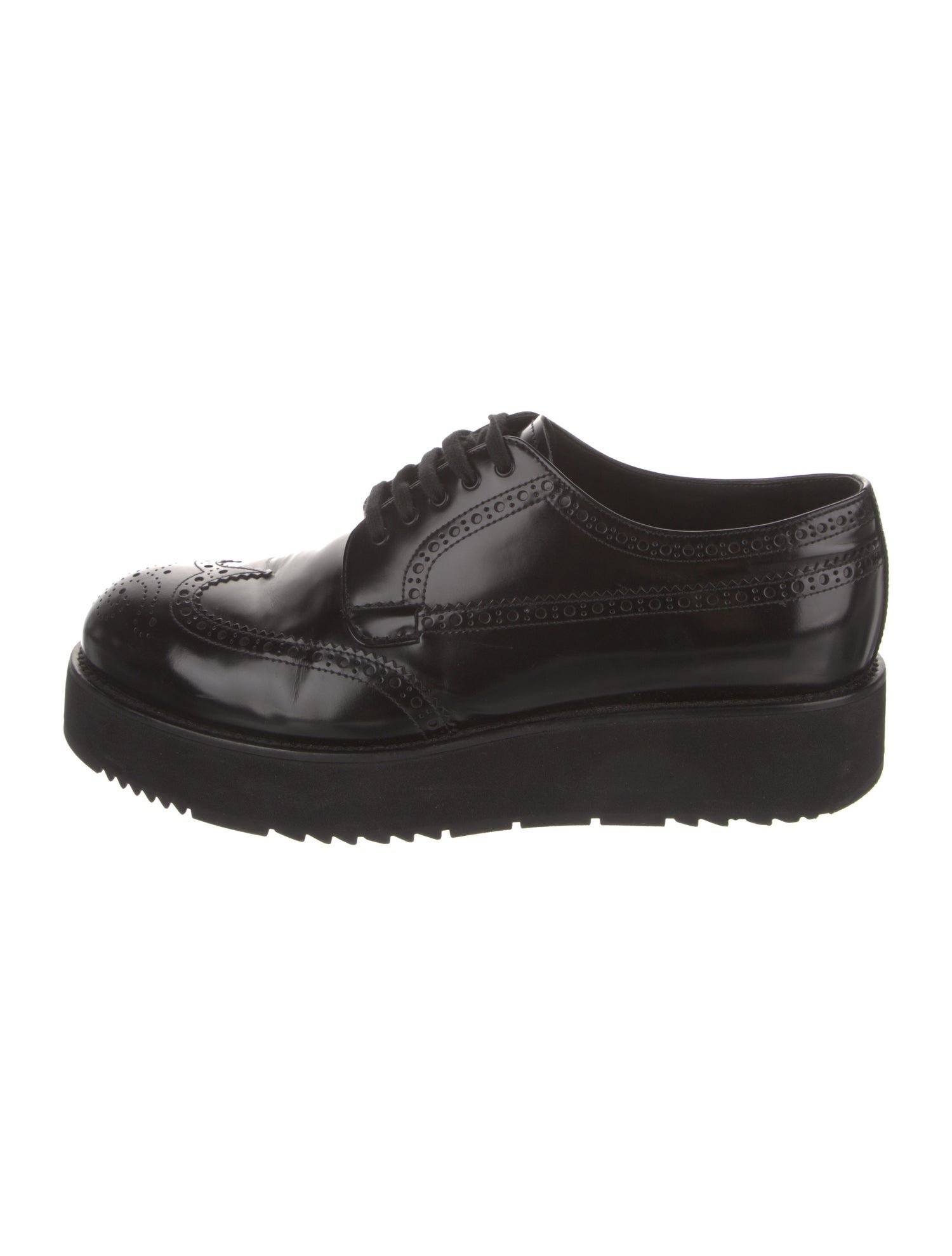 Prada Leather Eyelet Trim Brogues