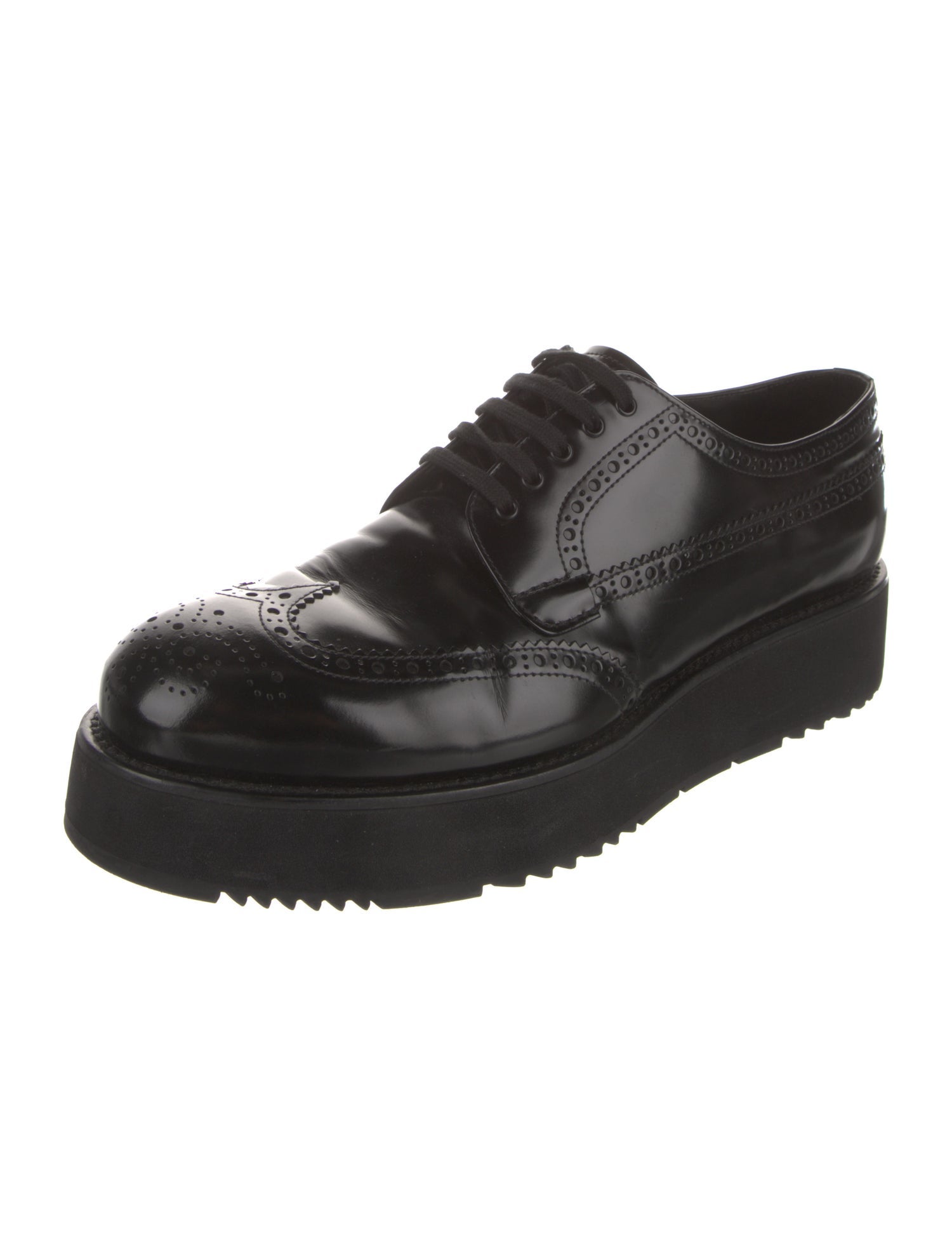 Prada Leather Eyelet Trim Brogues