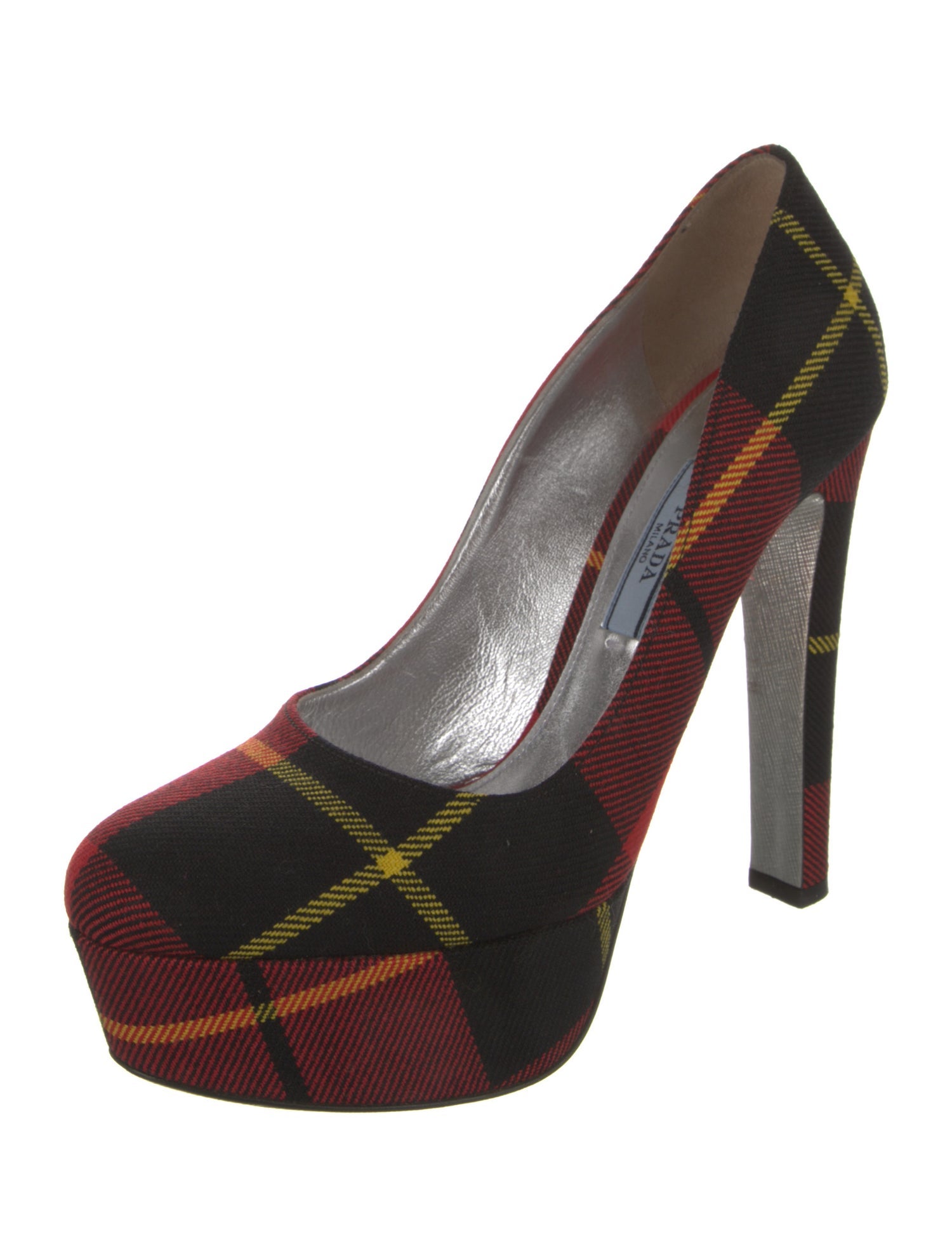 Prada Plaid Print Pumps