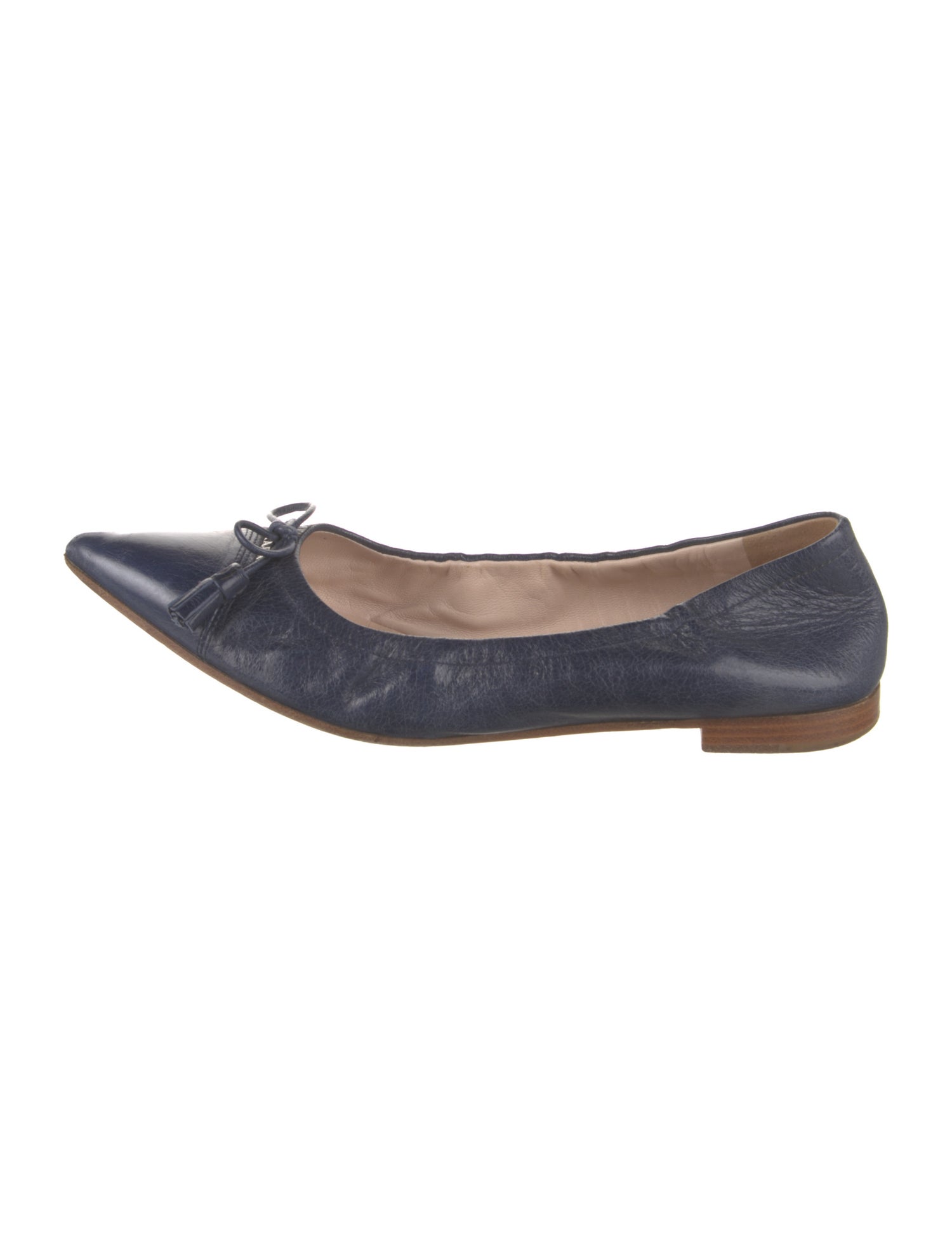 Prada Leather Bow Accents Ballet Flats