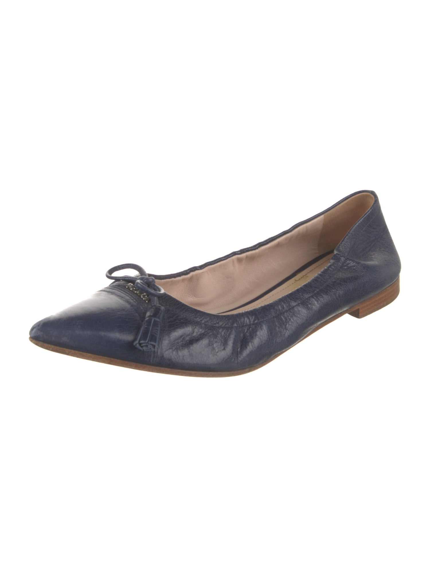 Prada Leather Bow Accents Ballet Flats