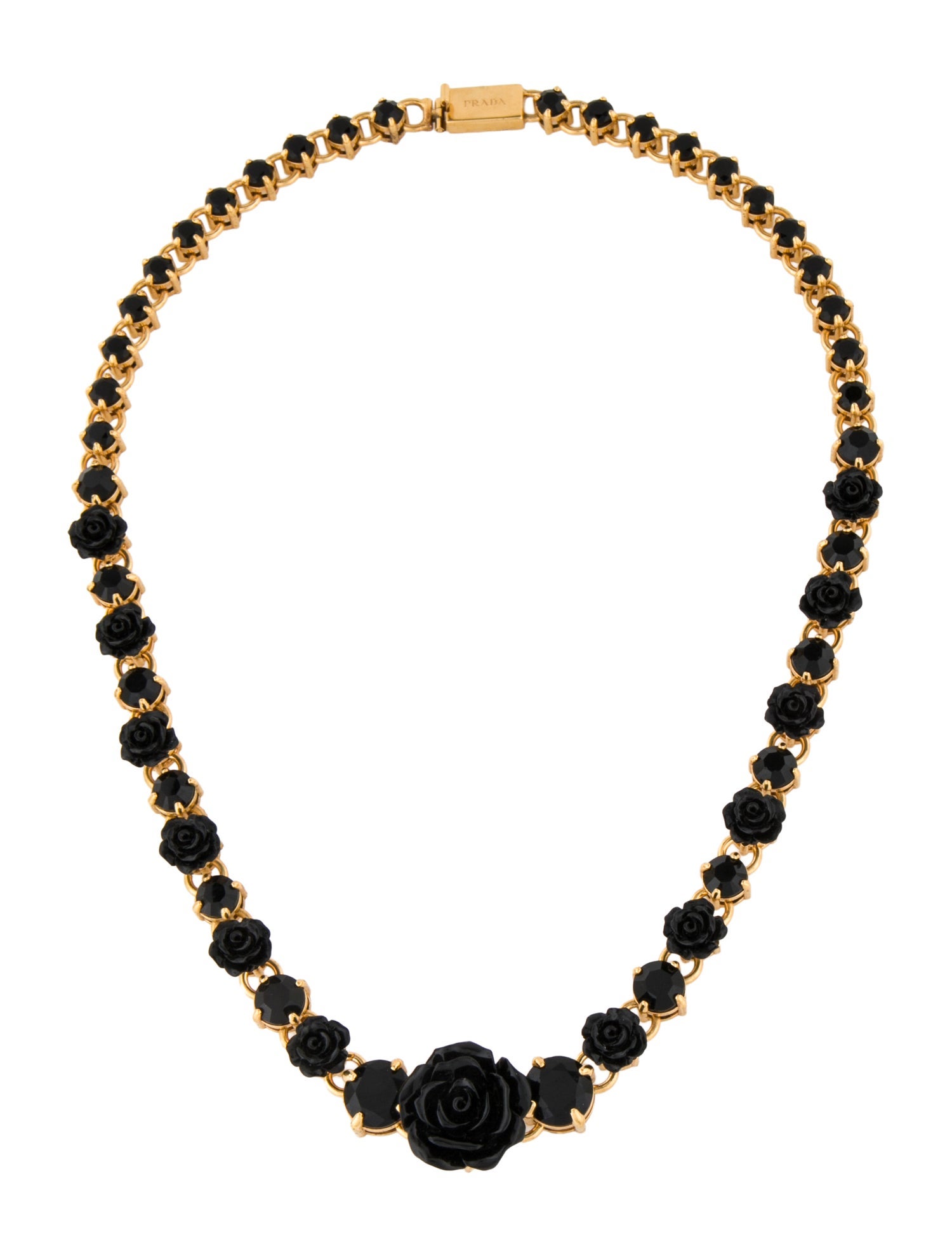 Prada Crystal & Resin Flower Collar Necklace