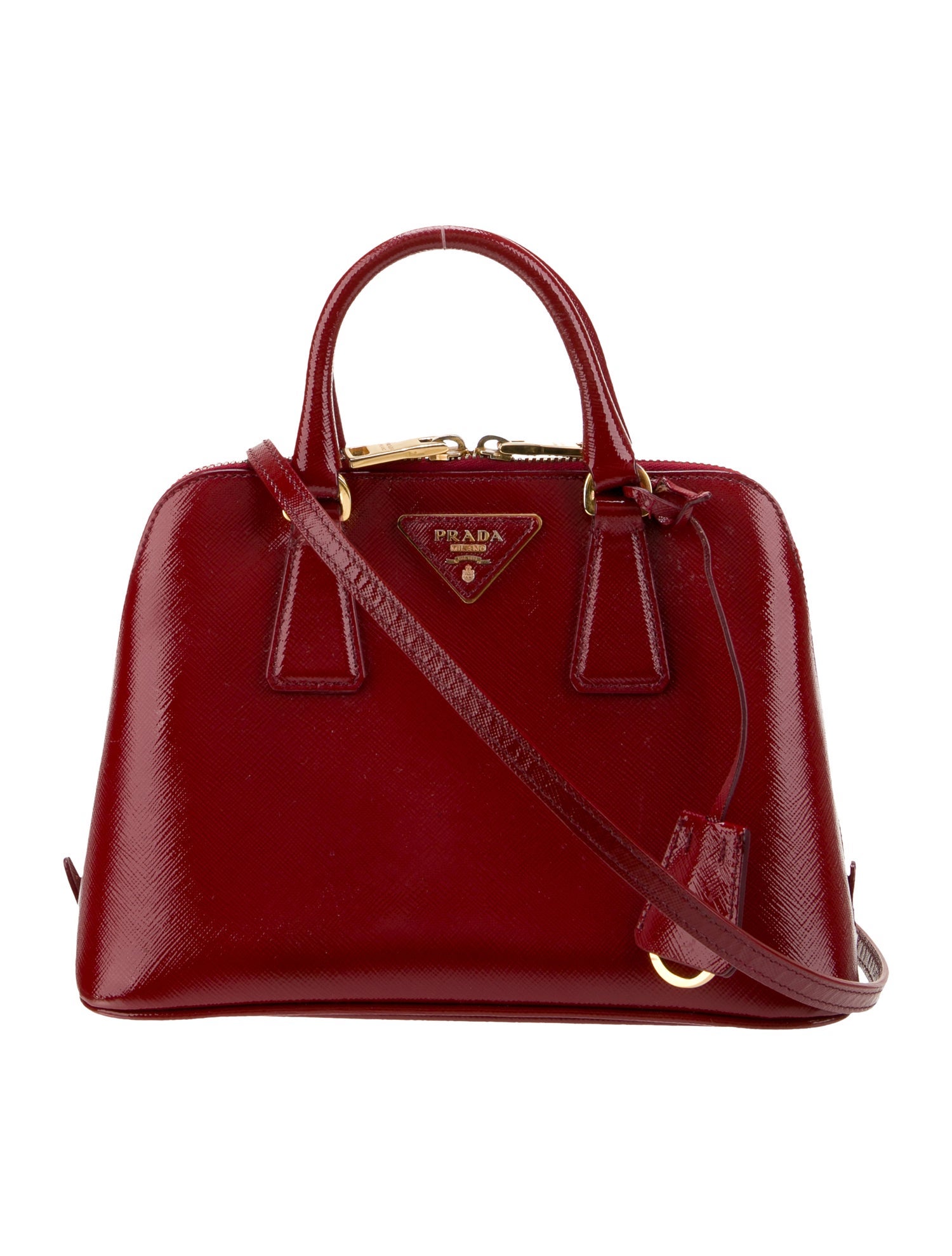 Prada Enameled Metal Triangle Promenade Small