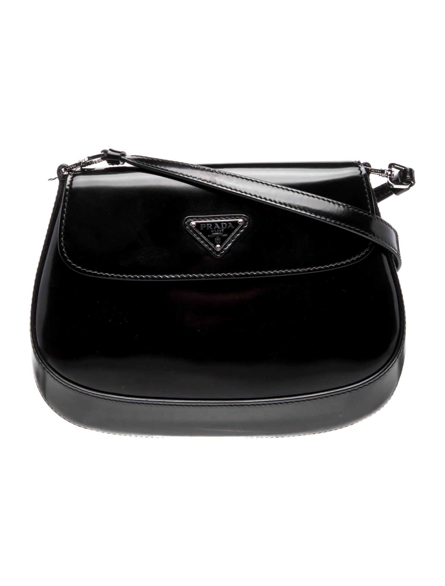 Prada Enameled Metal Triangle Cleo