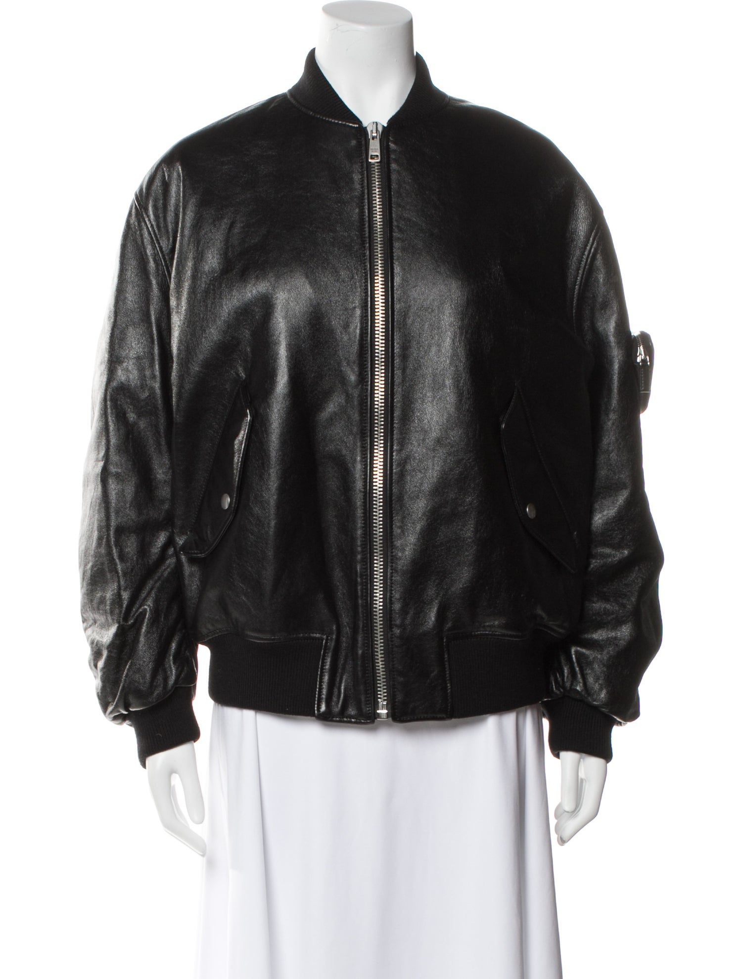 Prada 2021 Enameled Metal Triangle Bomber Jacket