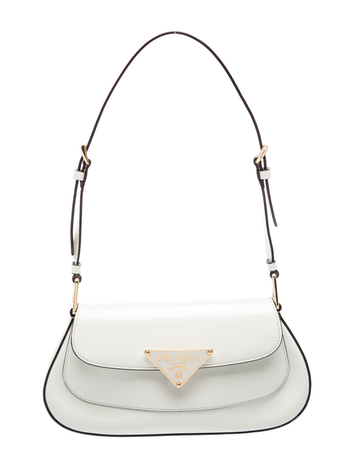 Prada Enameled Metal Triangle Cleo