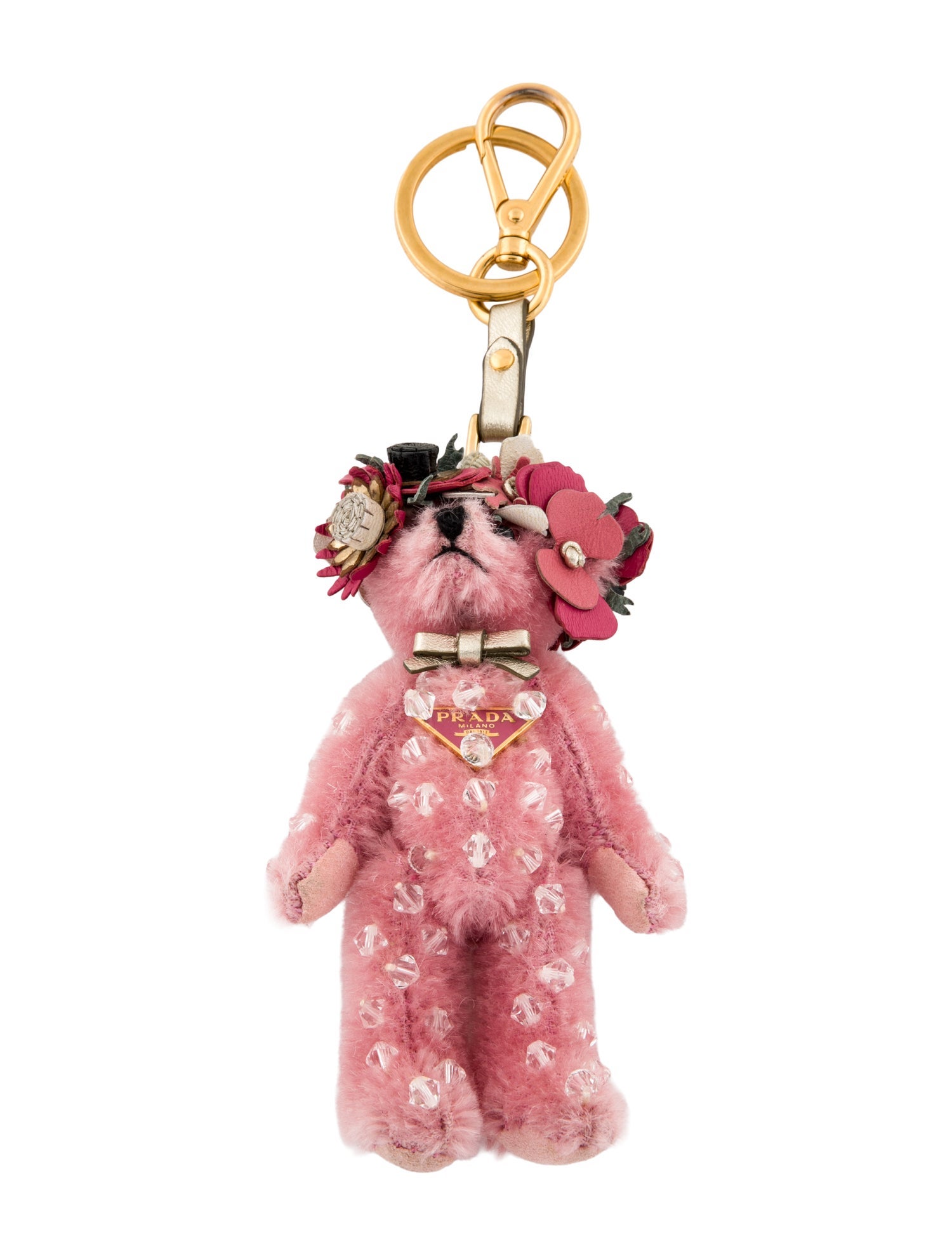 Prada embellished small bear keychain charm