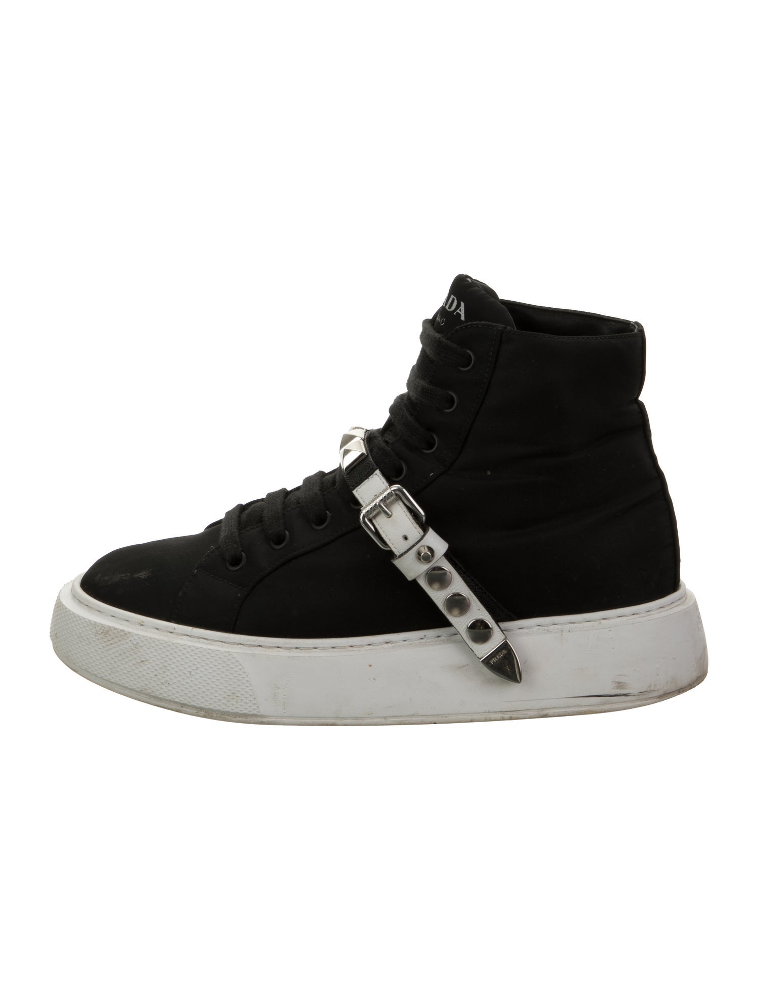 Prada Rockstud Accents Nylon Sneakers