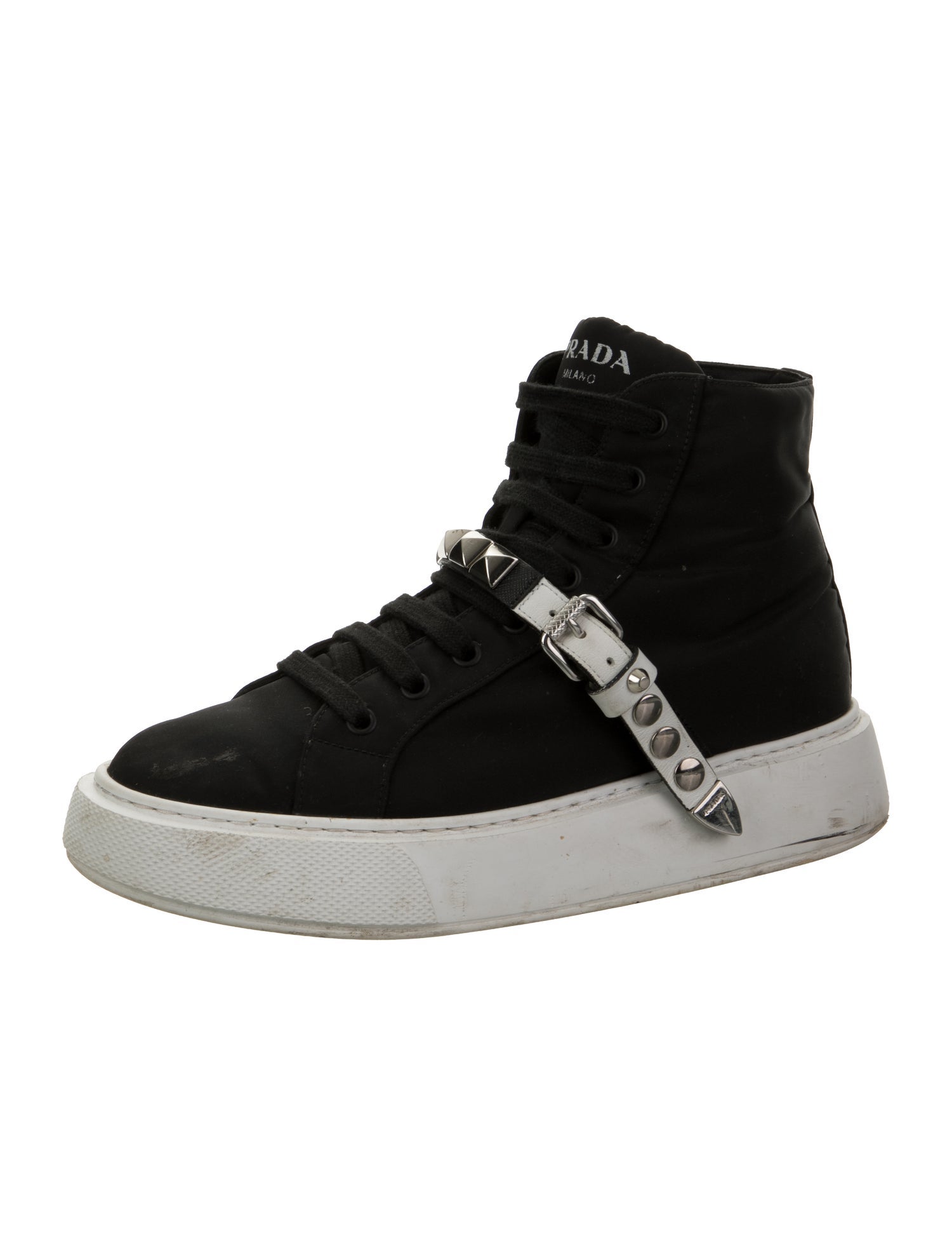 Prada Rockstud Accents Nylon Sneakers
