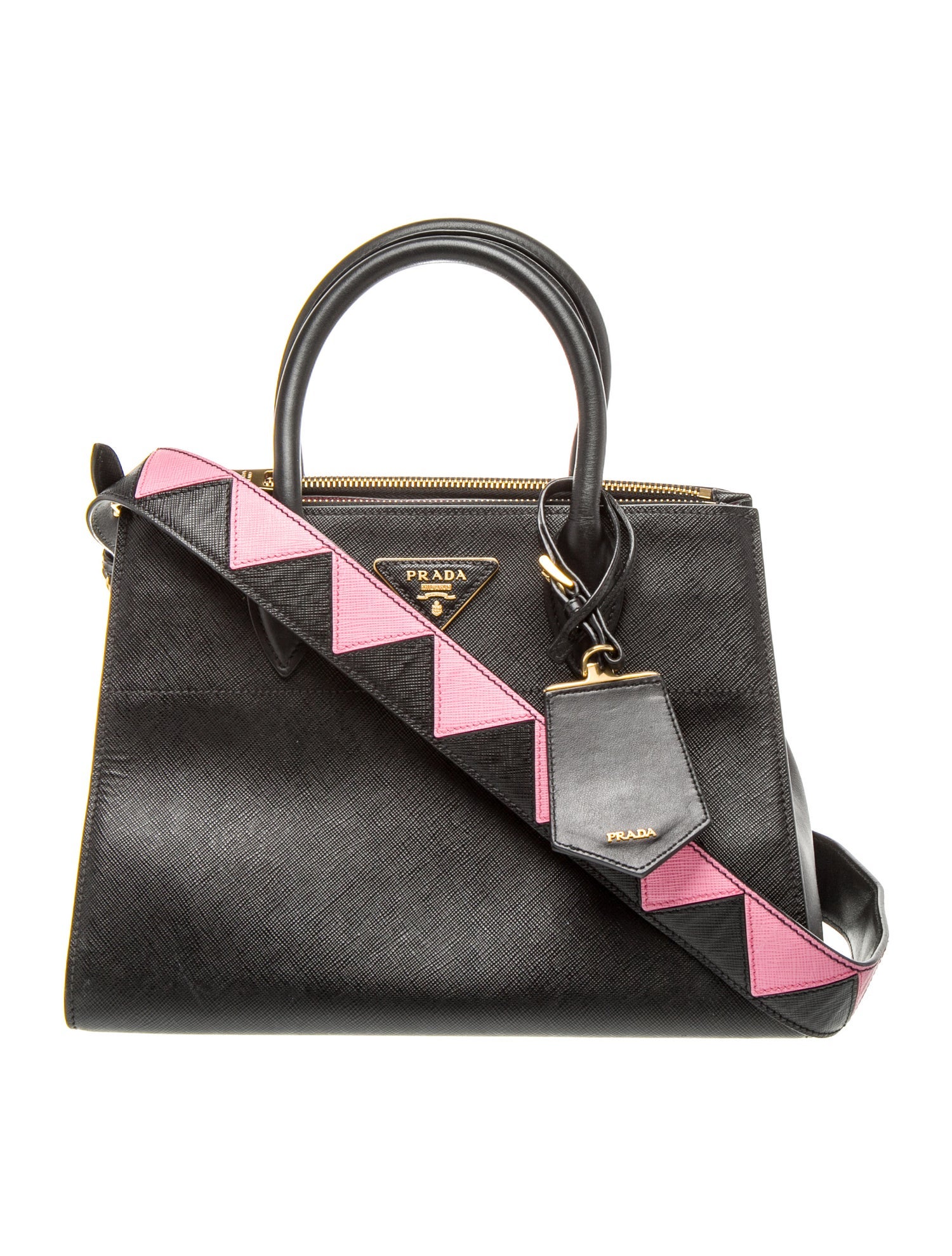 Prada Enameled Metal Triangle Paradigme