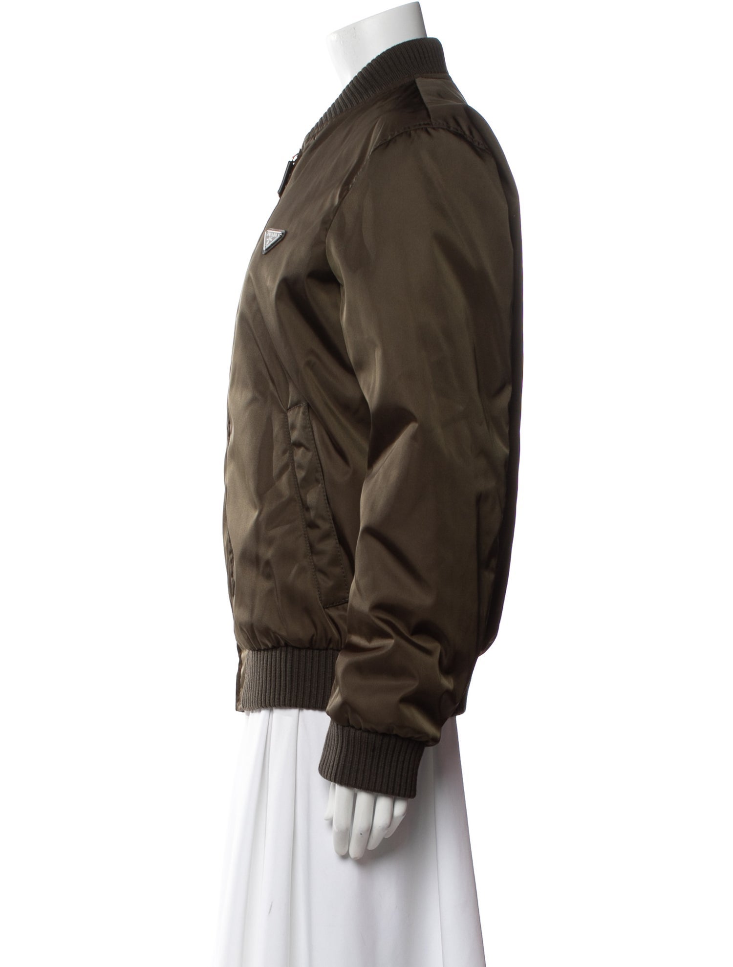 Prada 2022 Enameled Metal Triangle Bomber Jacket