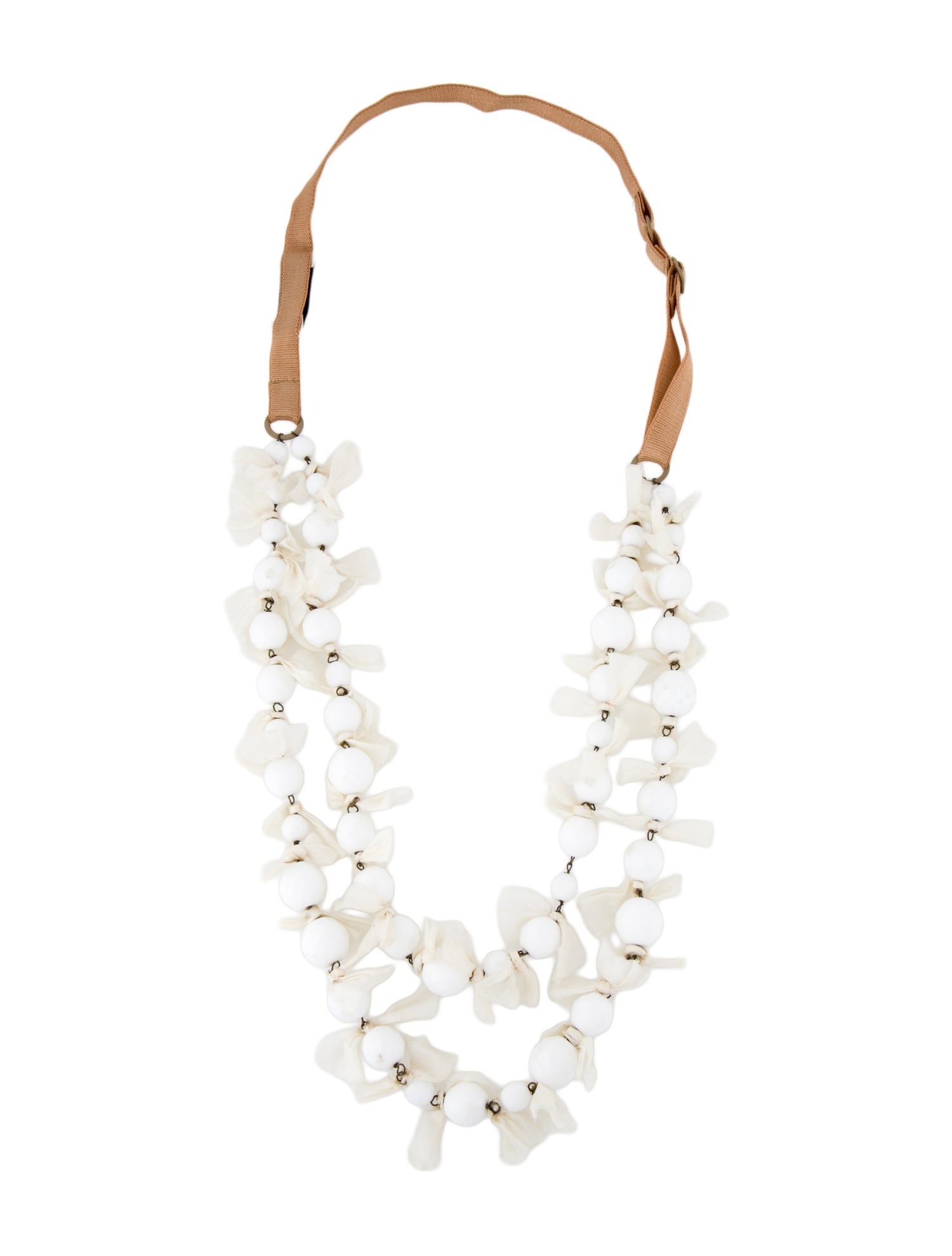 Prada Faceted Bead & Fabric Double Strand Necklace