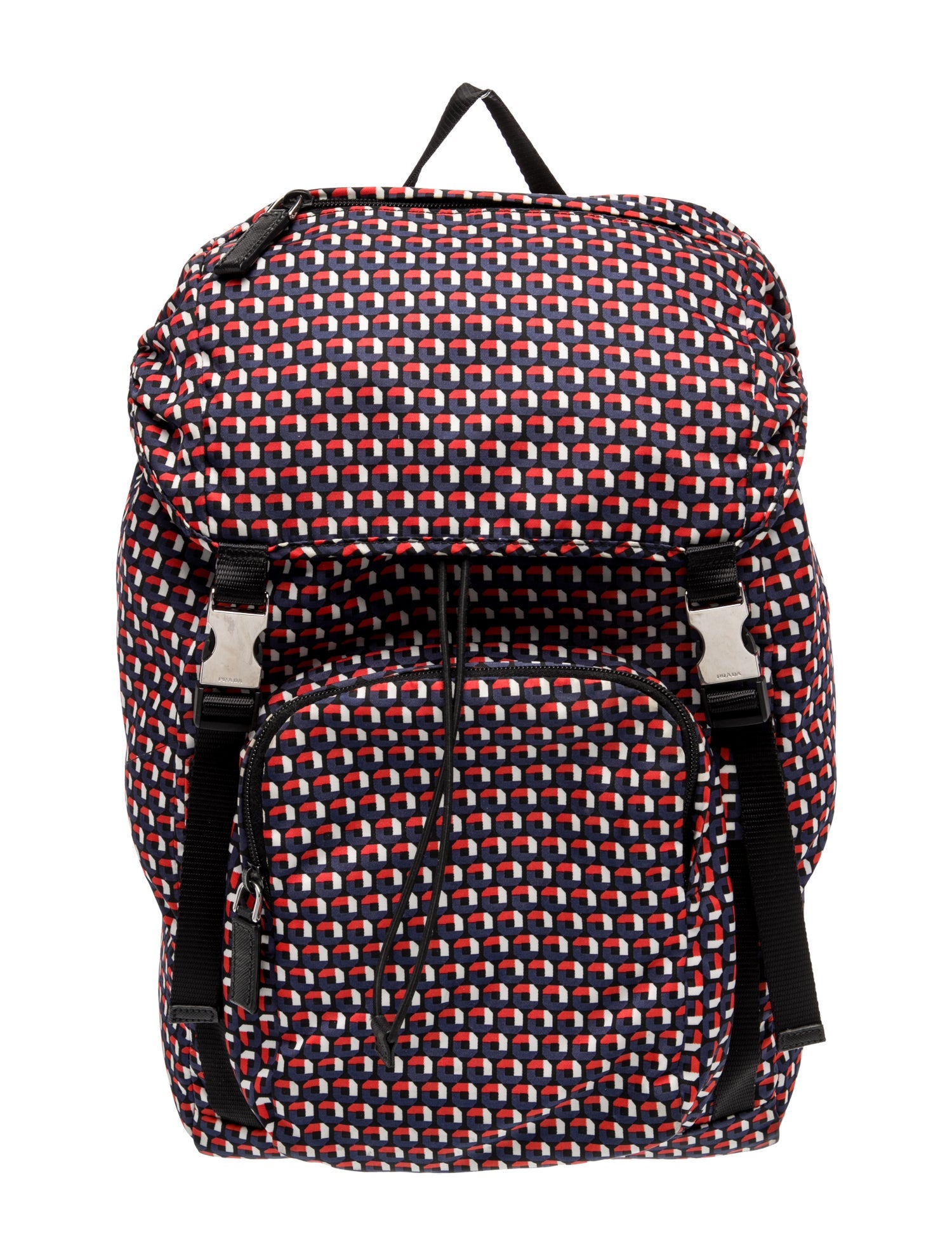 Prada Enameled Metal Triangle Backpack