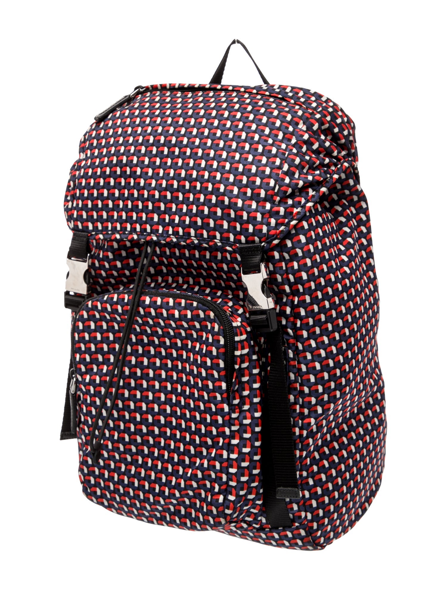 Prada Enameled Metal Triangle Backpack