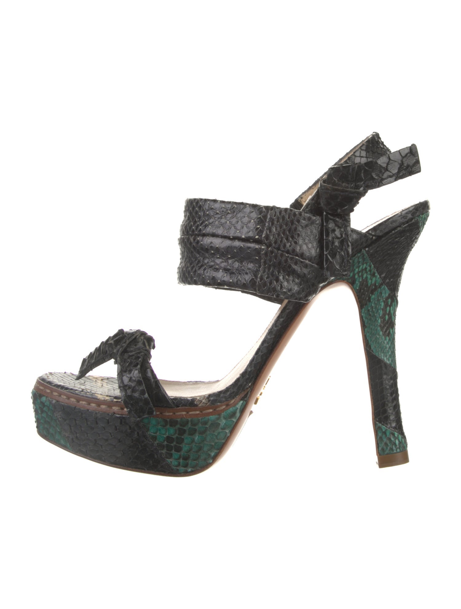 Prada Python Animal Print Slingback Sandals