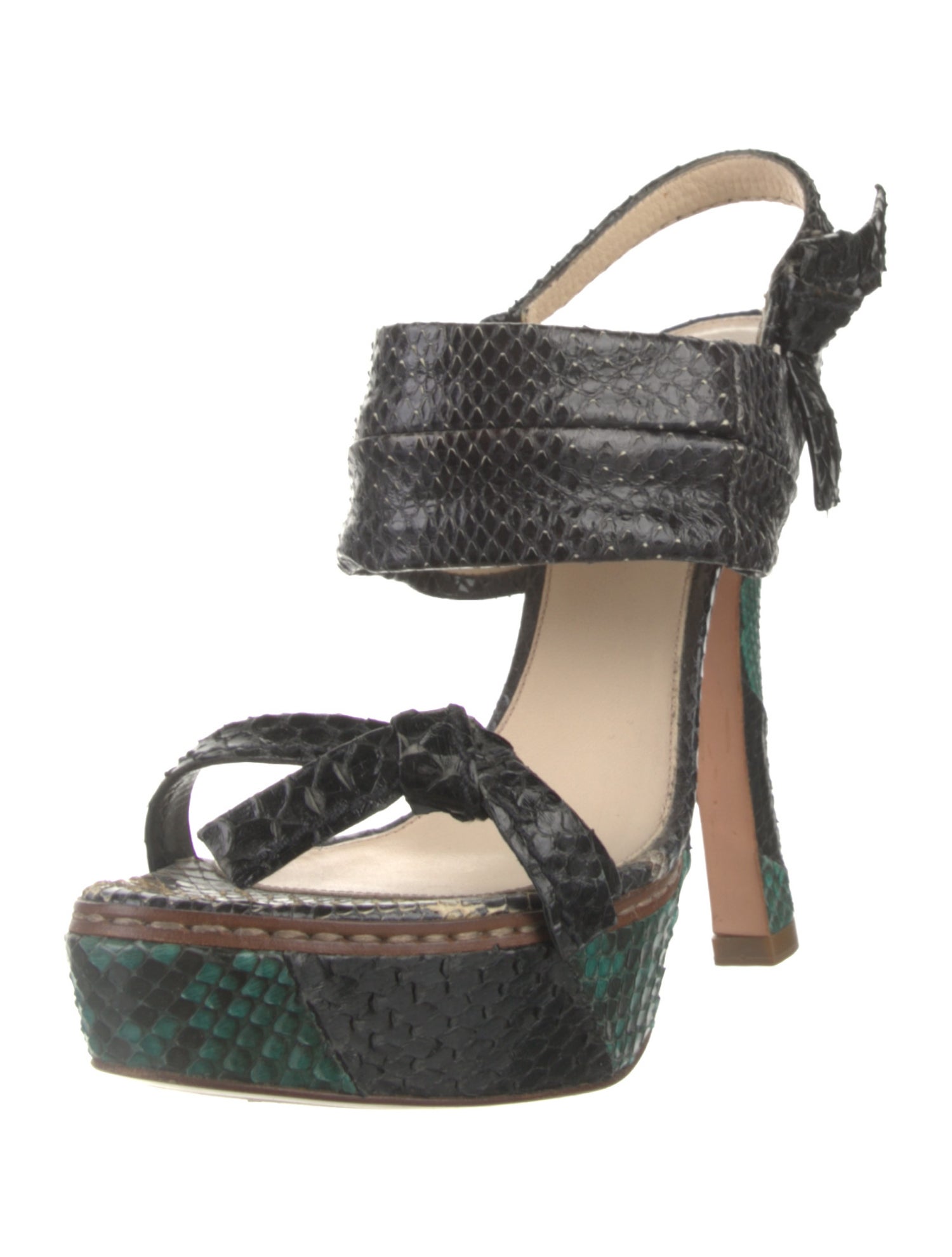 Prada Python Animal Print Slingback Sandals