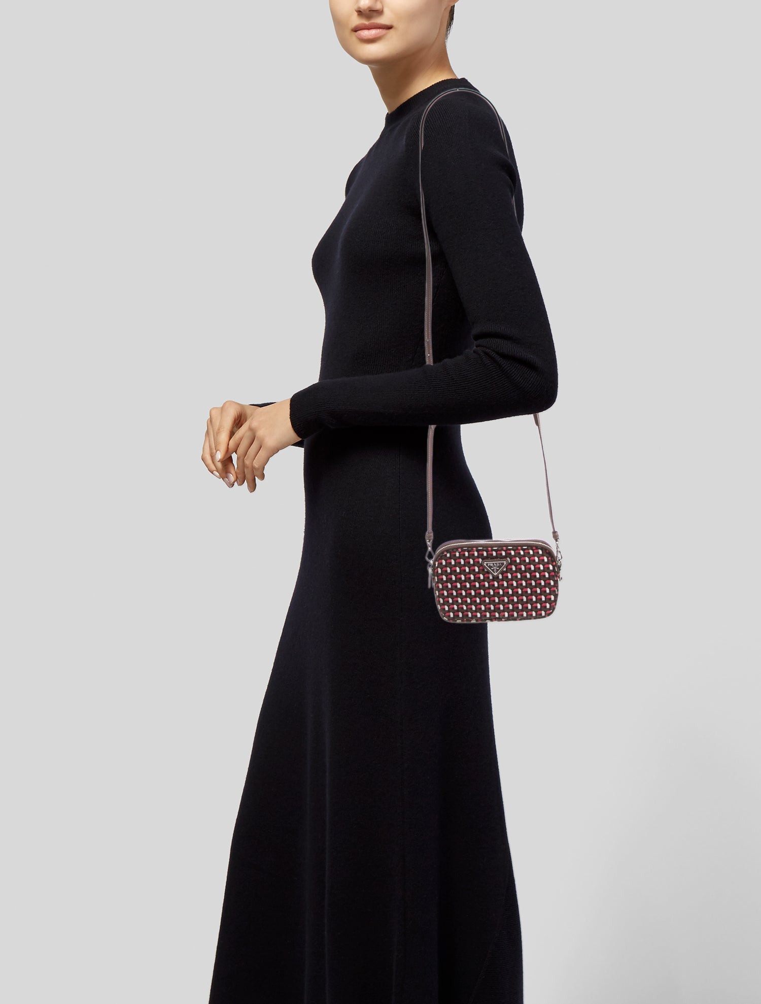 Prada Nylon Tessuto Stampata Double Zip Camera Bag Mini