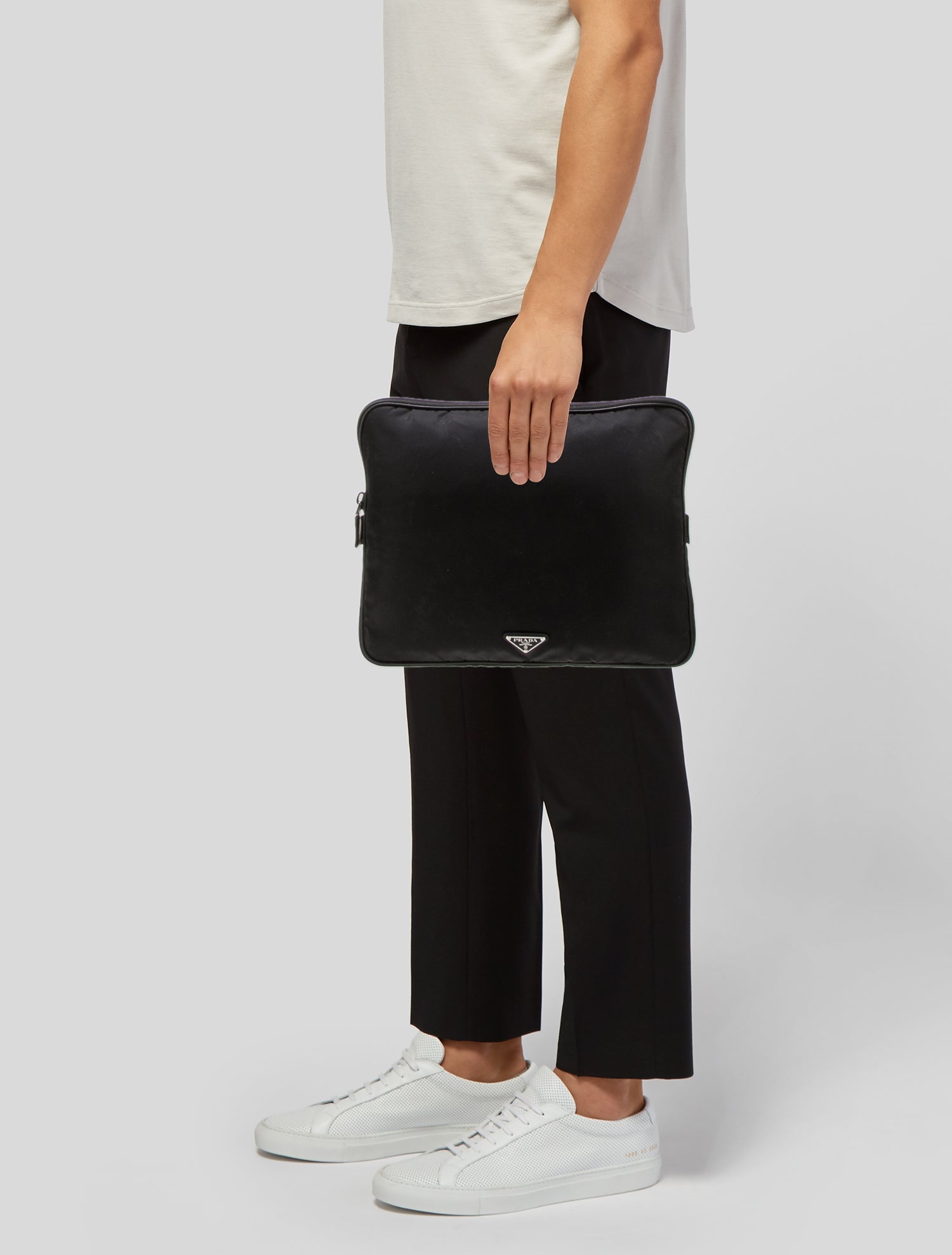 Prada Enameled Metal Triangle Portfolio