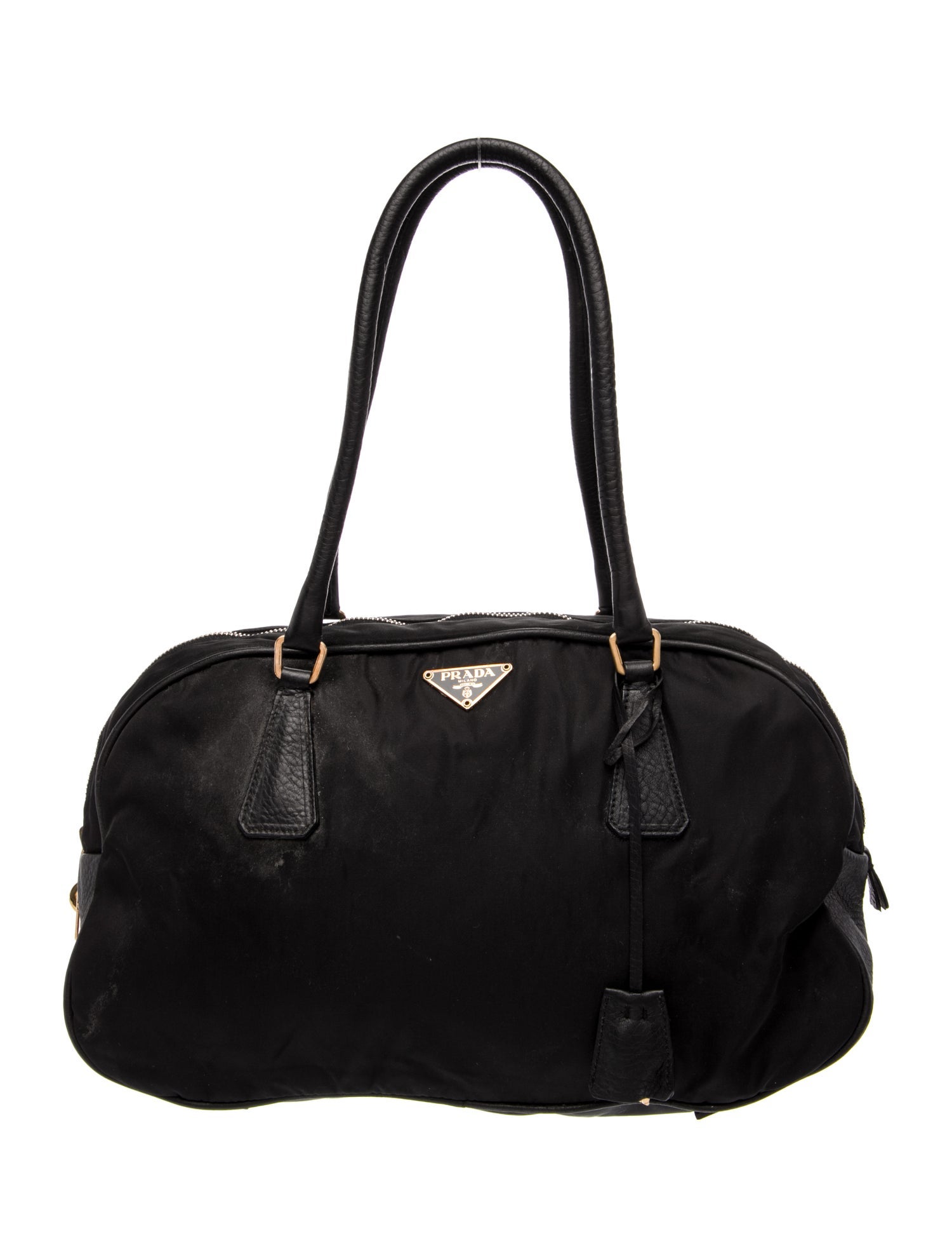 Prada Enameled Metal Triangle Shoulder Bag