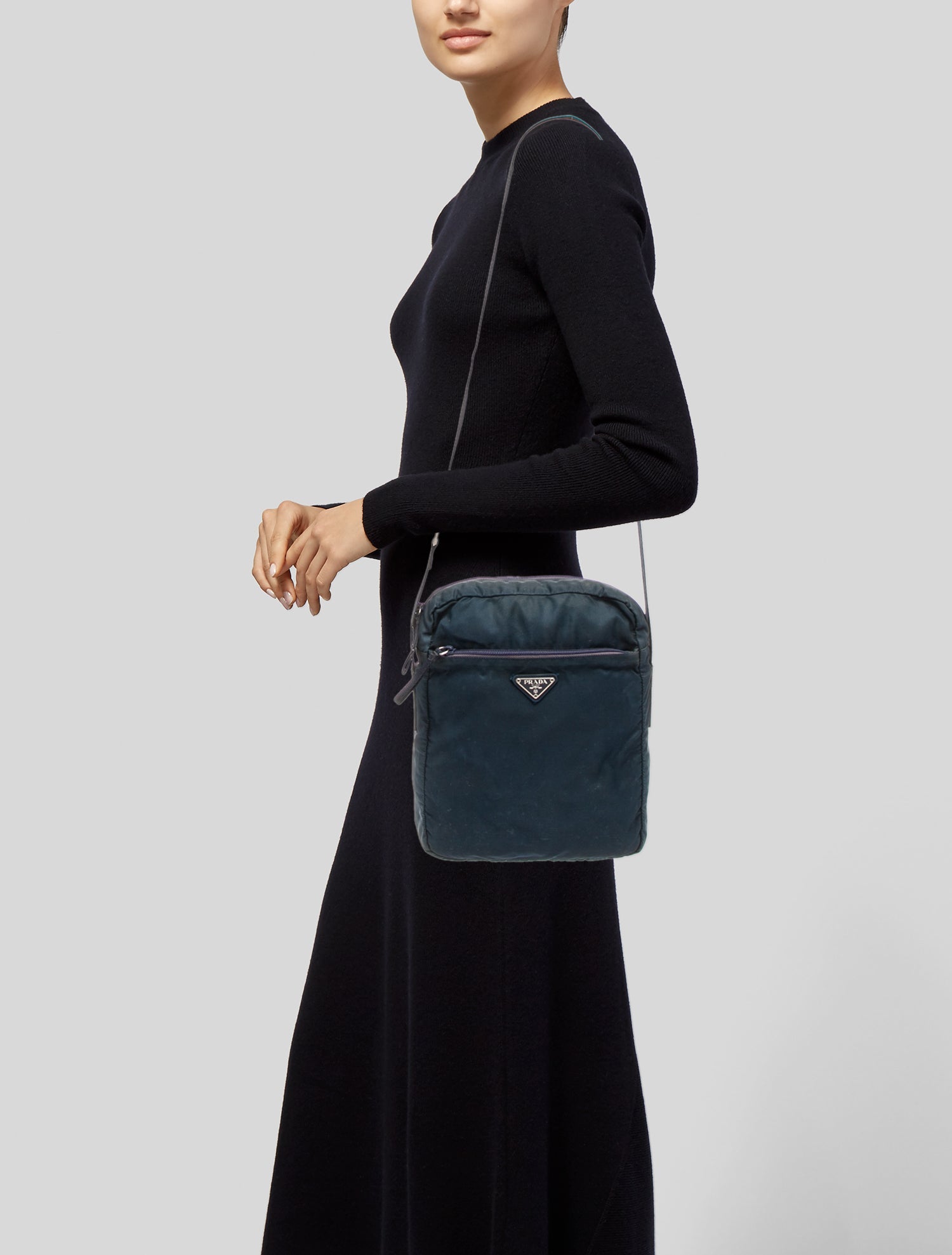 Prada Enameled Metal Triangle Shoulder Bag