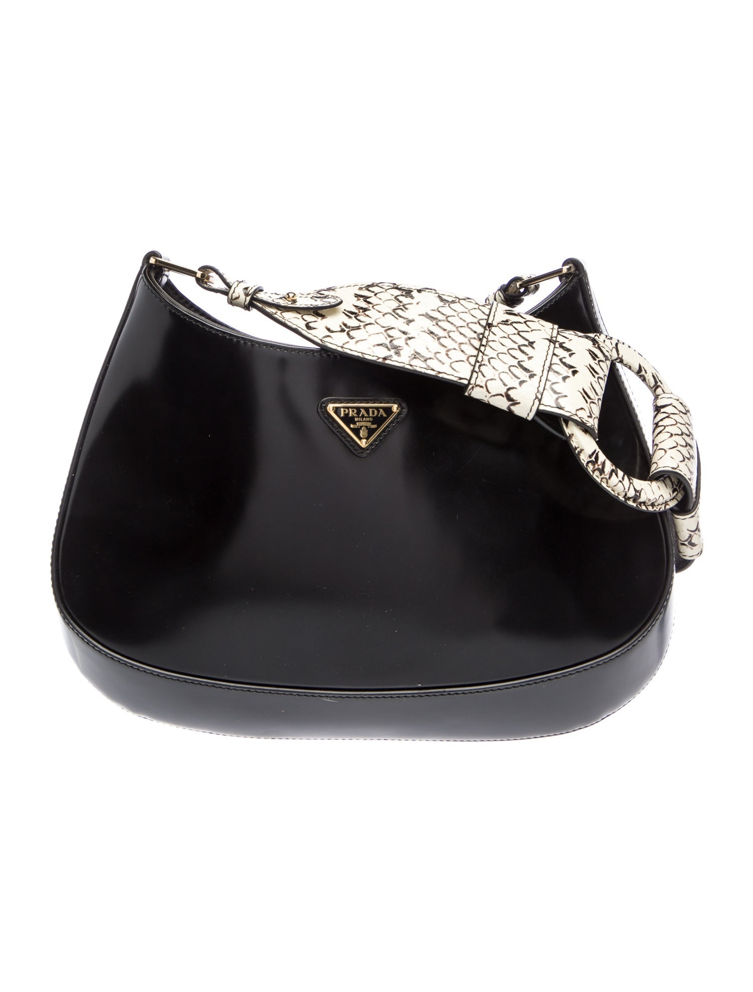 Prada Enameled Metal Triangle Cleo